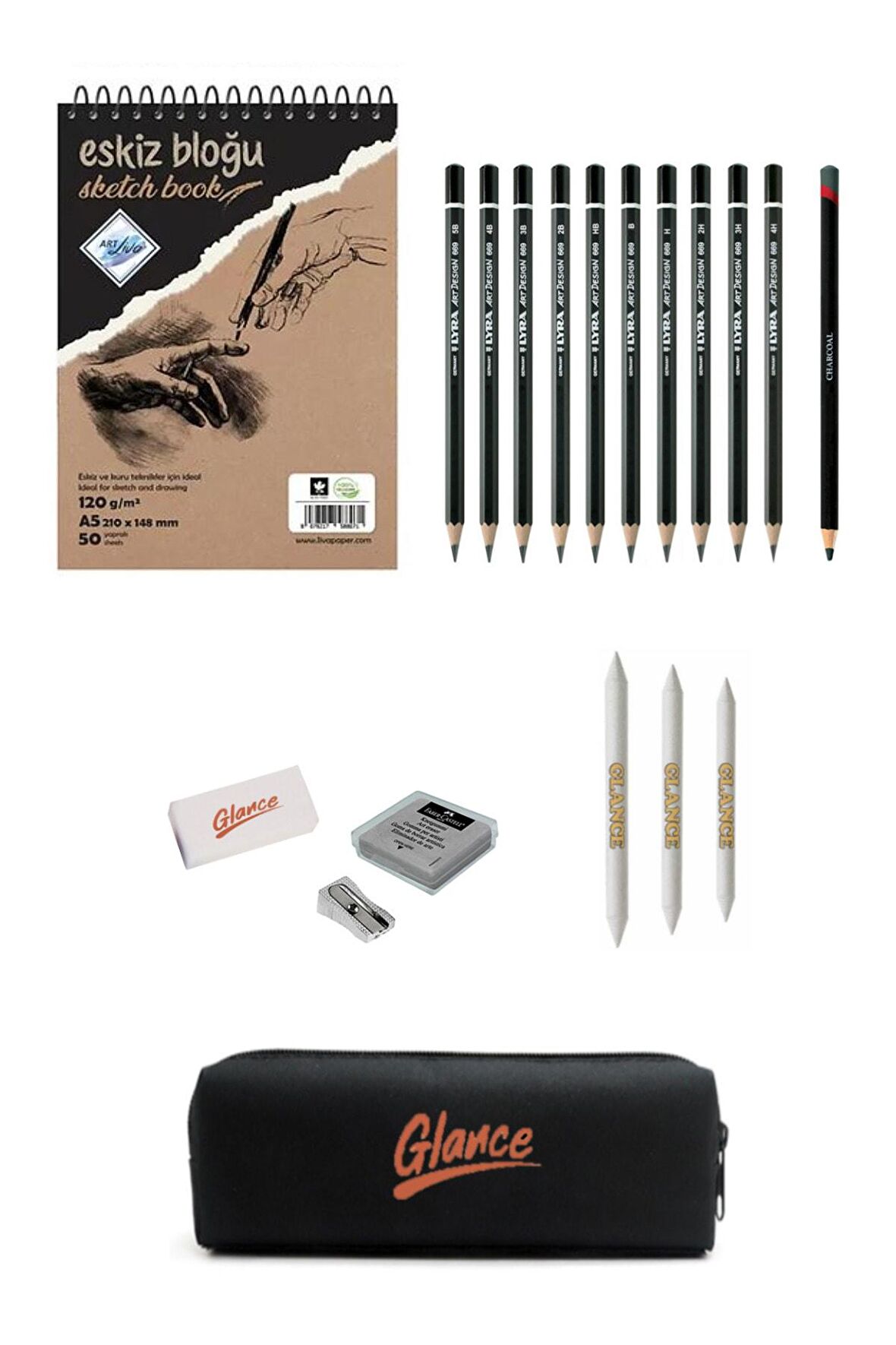 Art Liva 120 Gr Eskiz Defteri A5 50 Yaprak Lyra Çizim Eskiz Seti