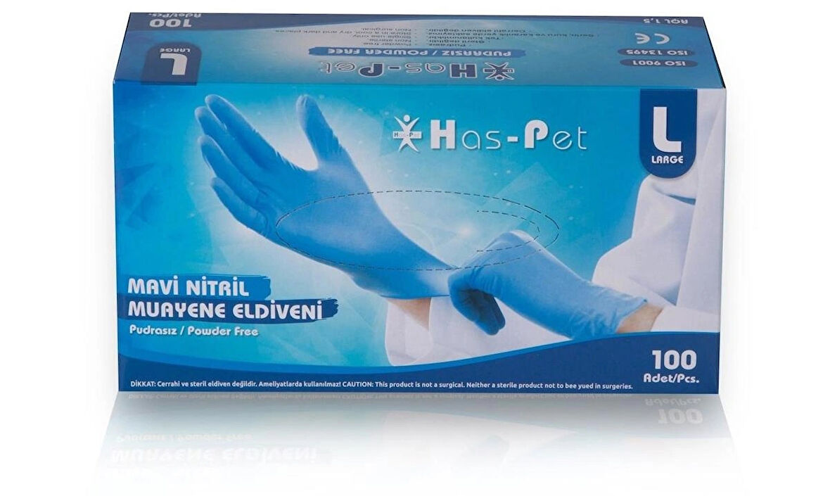 Has-Pet Mavi Nitril Eldiven 100LÜX20PAKET