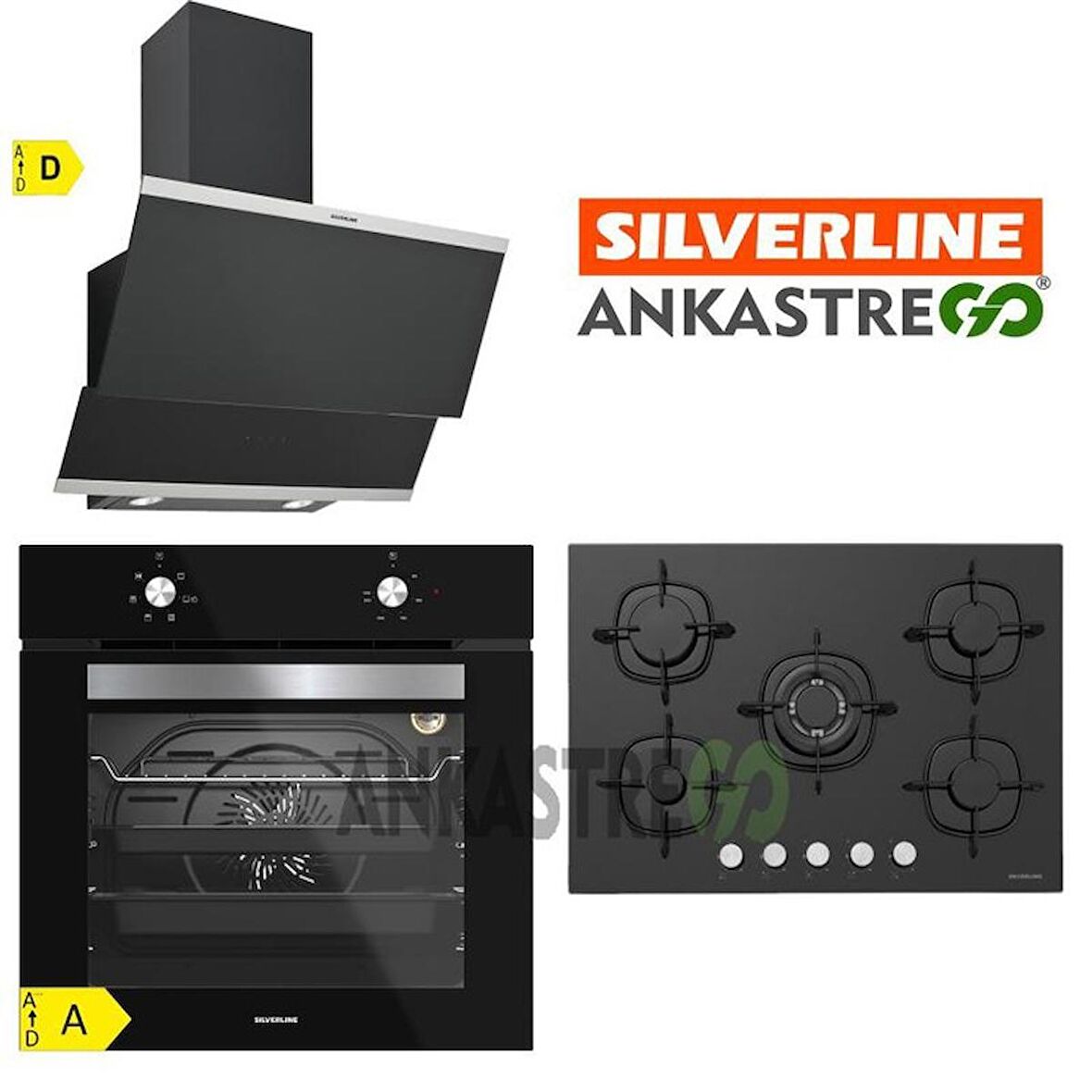 Silverline BO6501B01 - CS5365B01 - 3420 Classy 60 Siyah Cam Ankastre Set