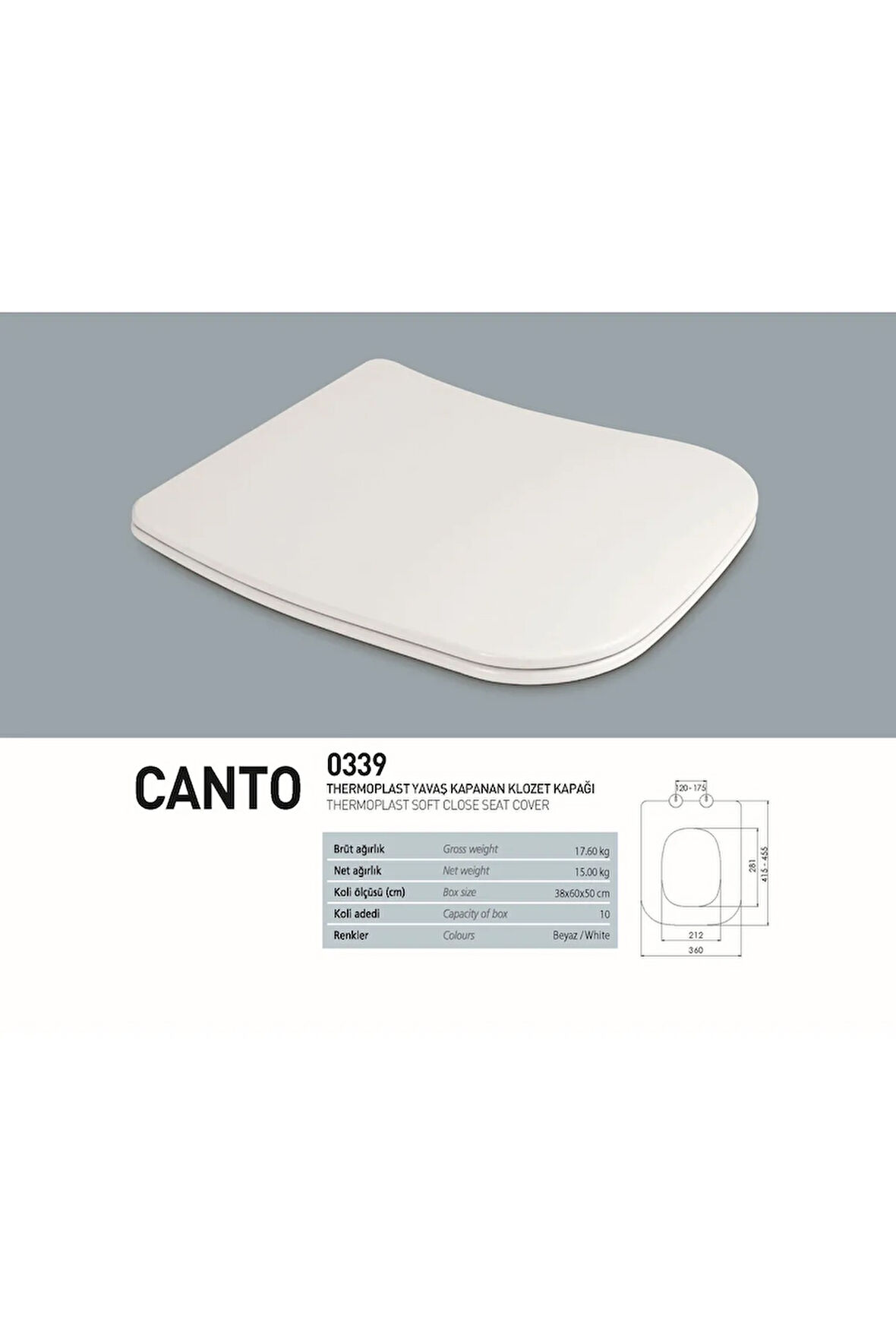 Canto Thermoplast Yavaş Klozet Kapağı 0339