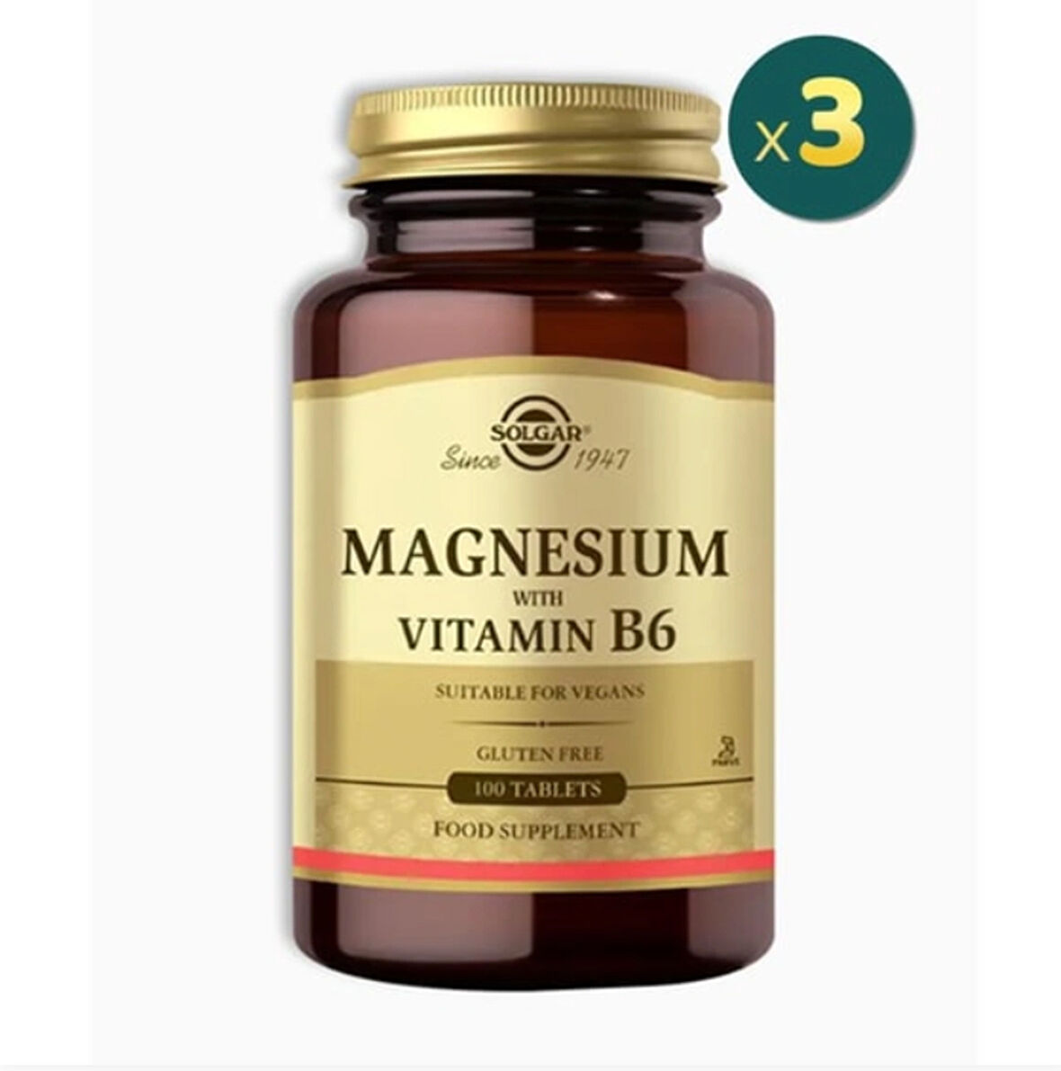 Solgar Magnesium with Vitamin B6 100 Tablet 3 Adet