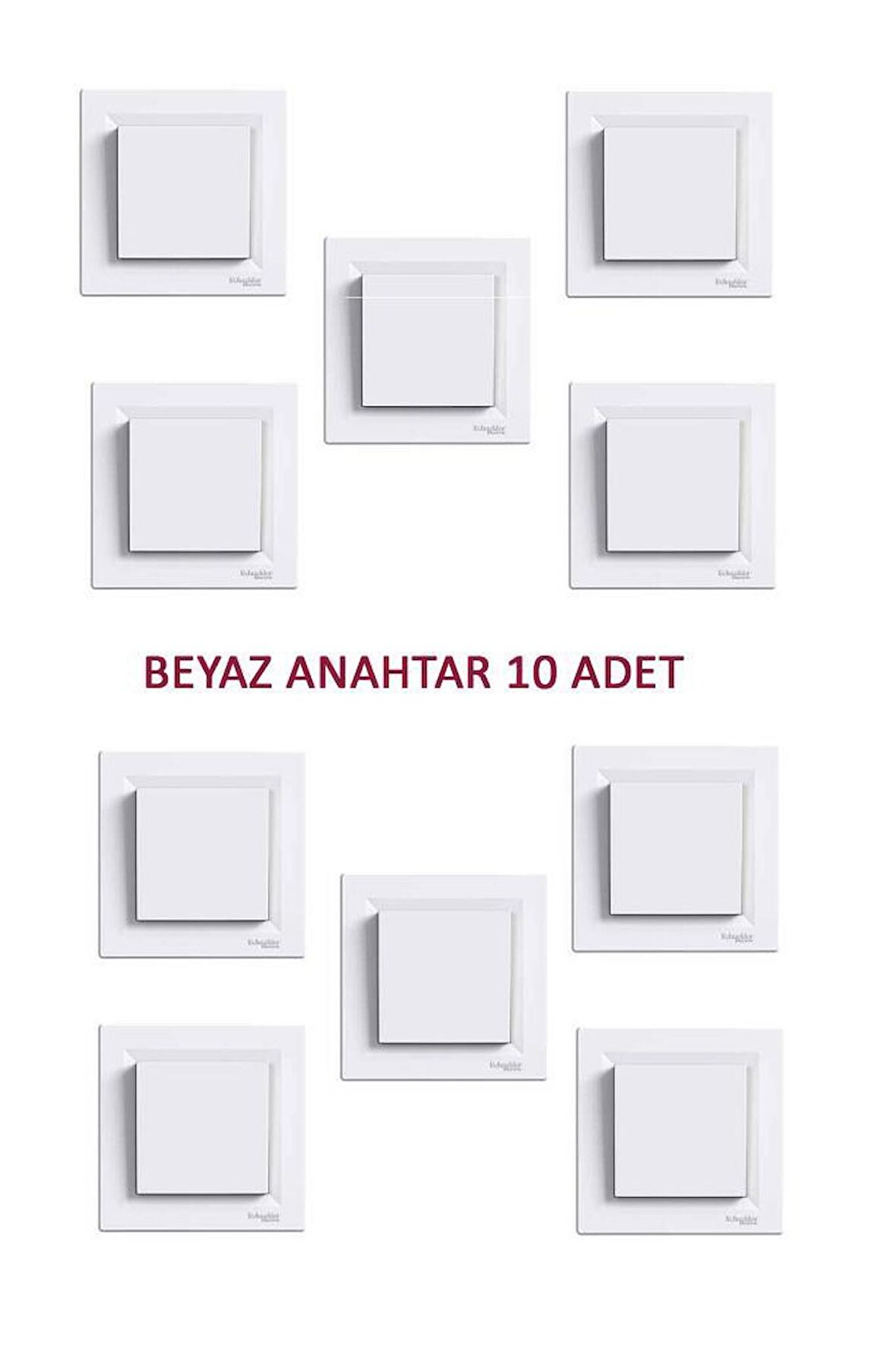 Schneider Asfora Beyaz Anahtar 10 Adet - Çerçeveli