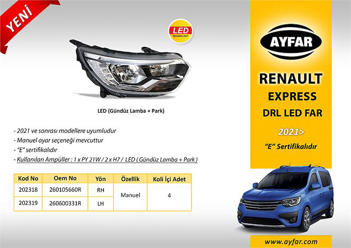 FAR MANUEL SOL - LED DRL + PARK RENAULT EXPRESS ( 2021> )