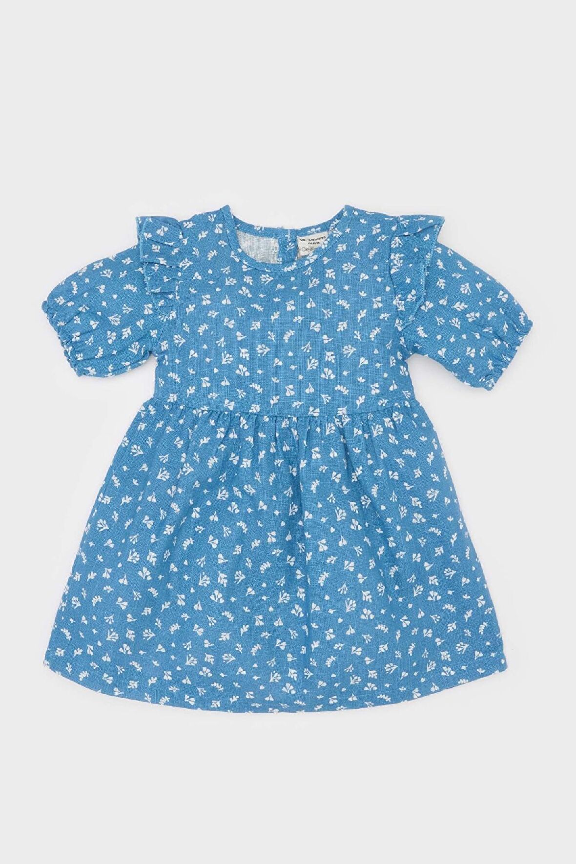 DeFacto Kız Bebek Desenli Kısa Kollu Flamlı Poplin Elbise E5809A525SPBE88