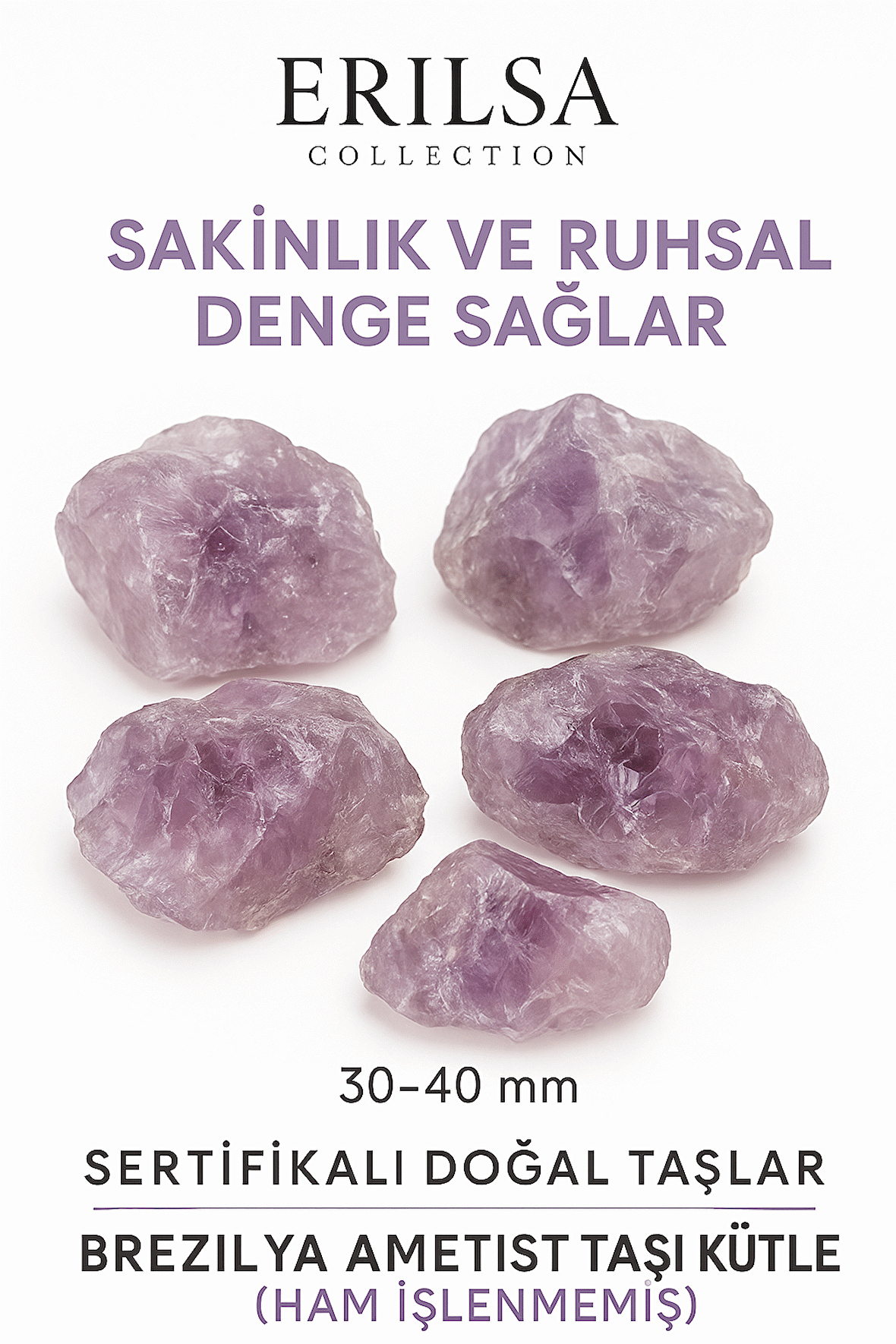Sertifikalı Ham Işlenmemiş Brezilya Ametist Taşı Doğal Taş Kütle 2 Parça
