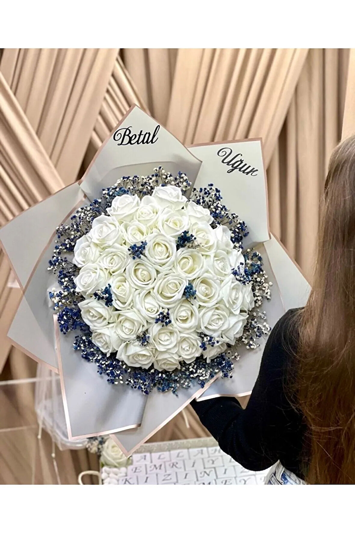 Beyaz Kadife Gül Buketi - Söz , isteme buketi