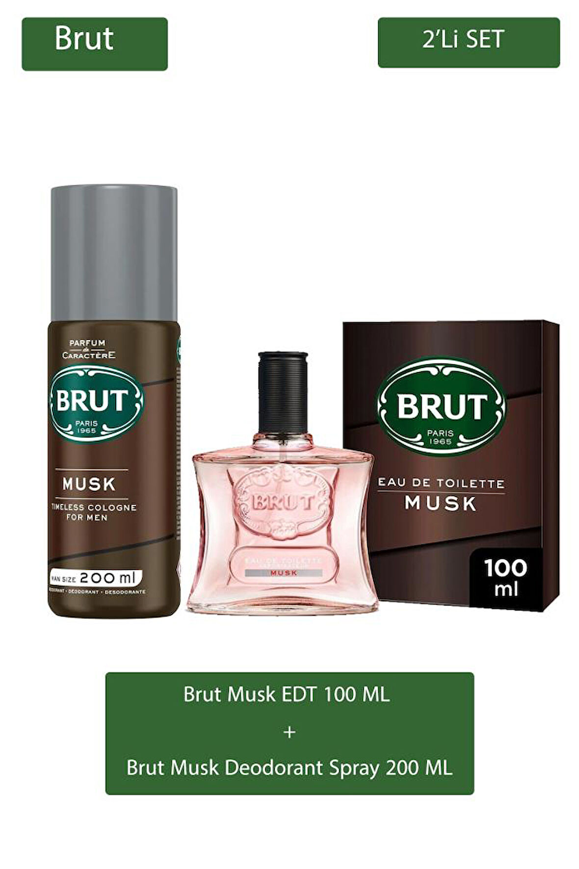 Brut Musk EDT 100 ml Erkek Parfüm Seti