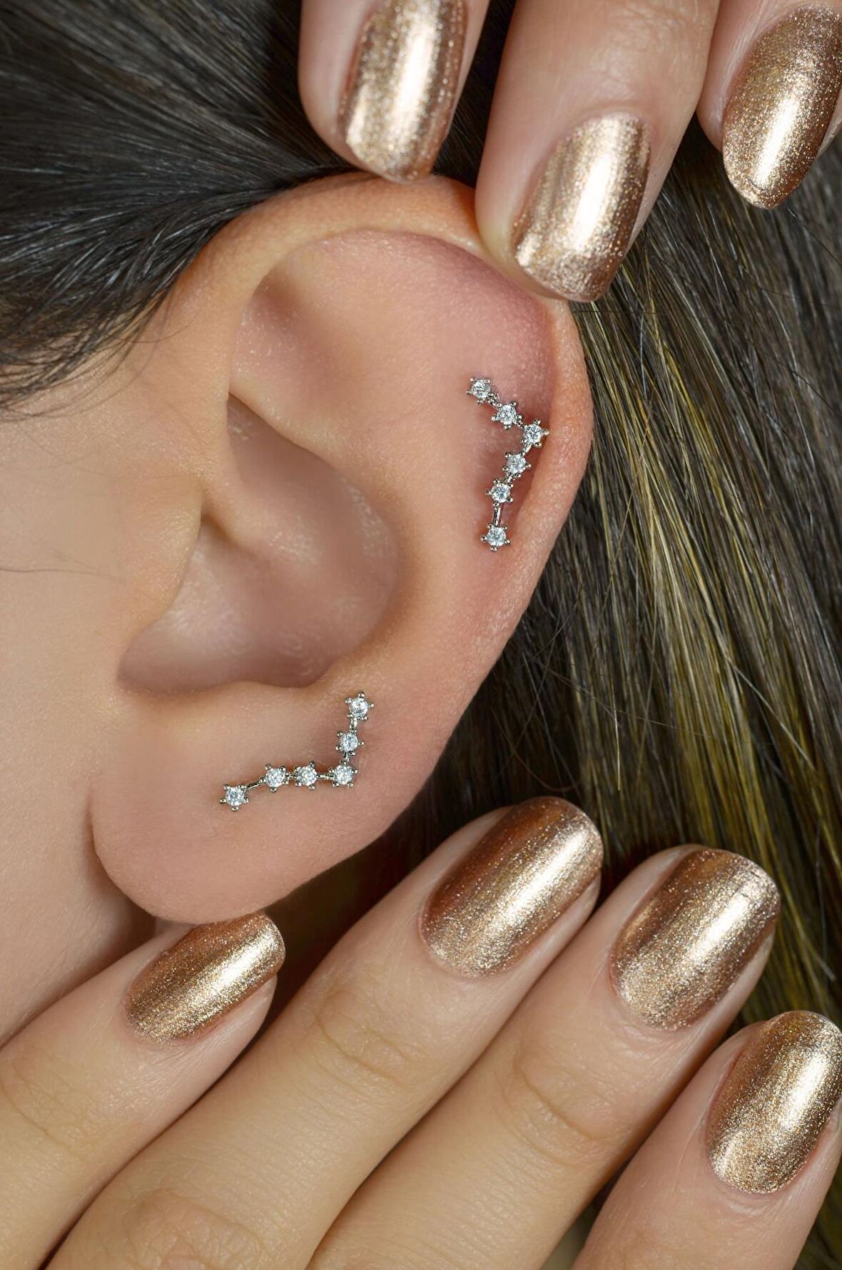 Balık Burcu Küpe Takımyıldızı Yıldızlı Piercing Helix Gümüş Renk