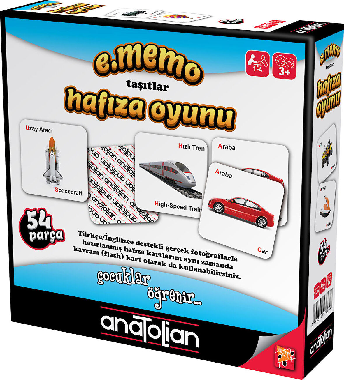 Anatolian e.Memo Hafıza Oyunu - Taşıtlar (54 Parça) 7405