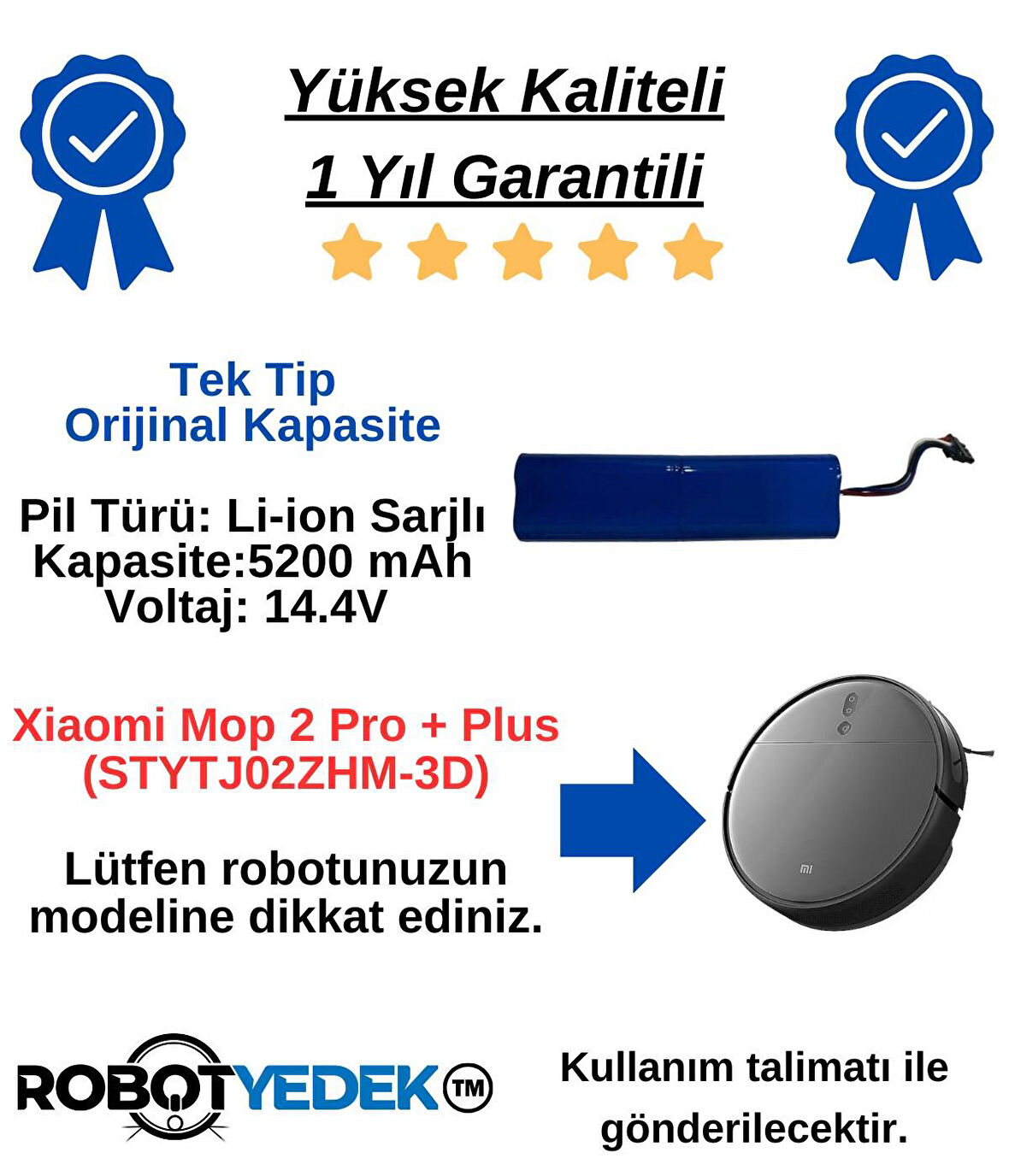 Xiaomi Mop 2 Pro Plus Bataryası STYTJ02ZHM 3D