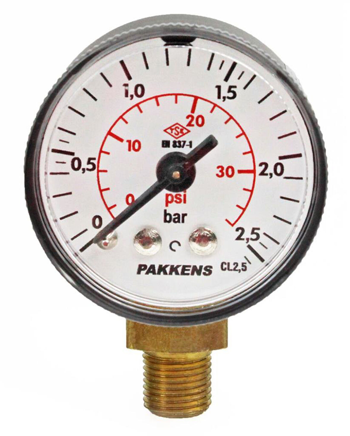 Pakkens 0-2.5 Bar 40 mm Alttan Bağlantılı Kuru Manometre G 1/8 inç