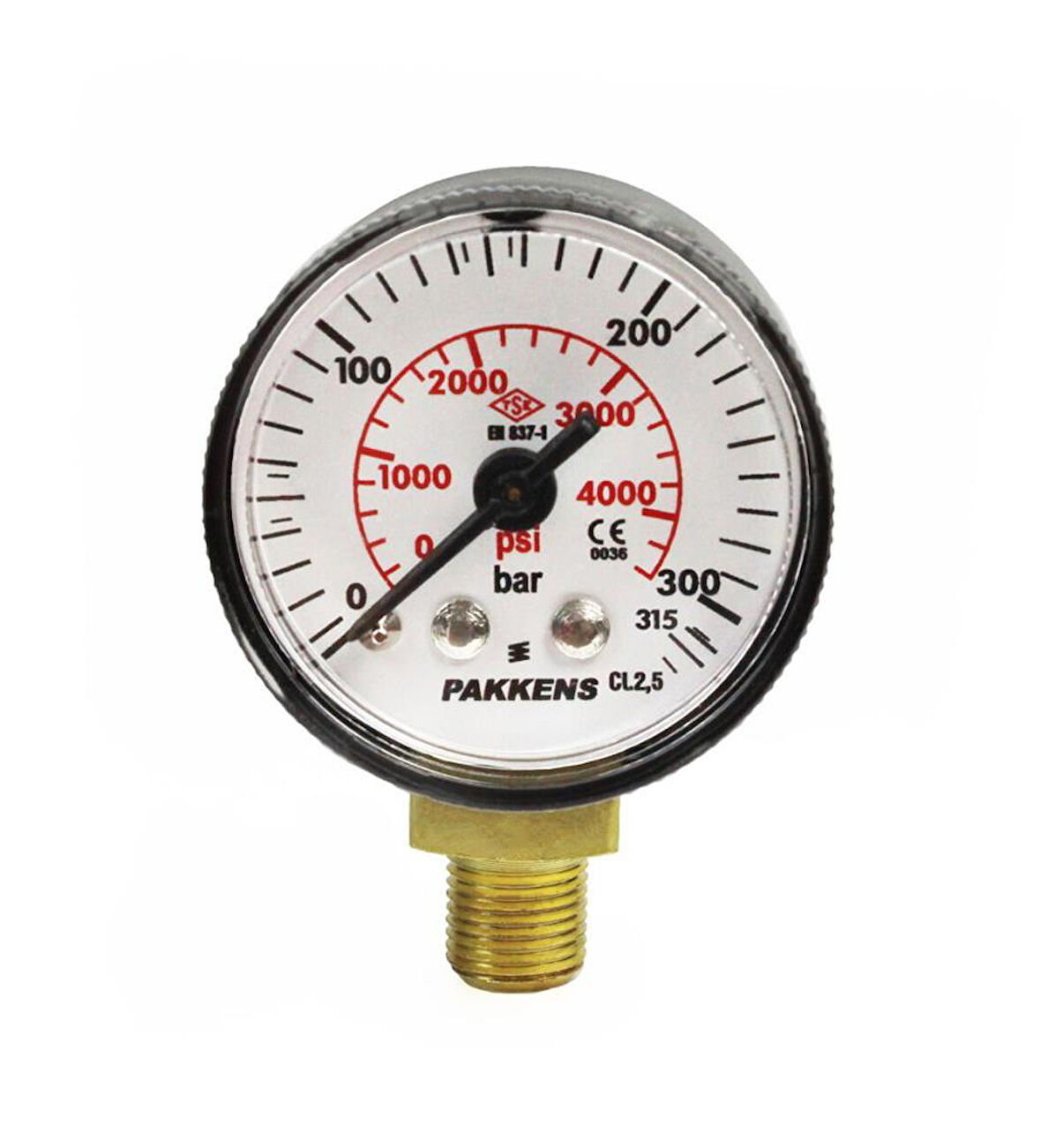 Pakkens 0-315 Bar 40 mm Alttan Bağlantılı Kuru Manometre G 1/8 inç