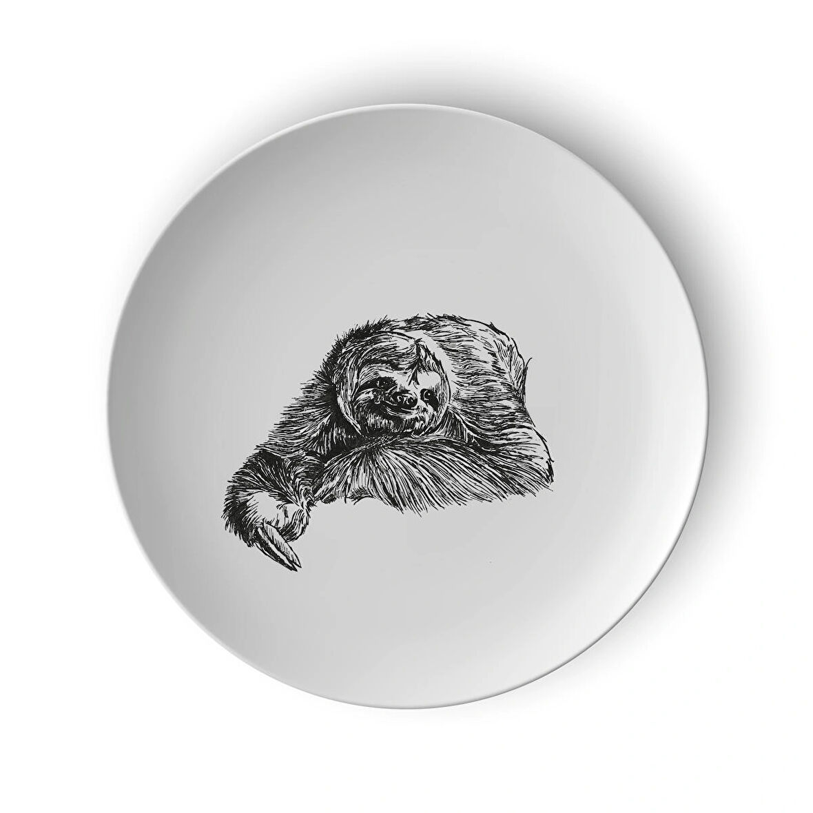 Tembel Hayvan Desenli Porselen Tabak