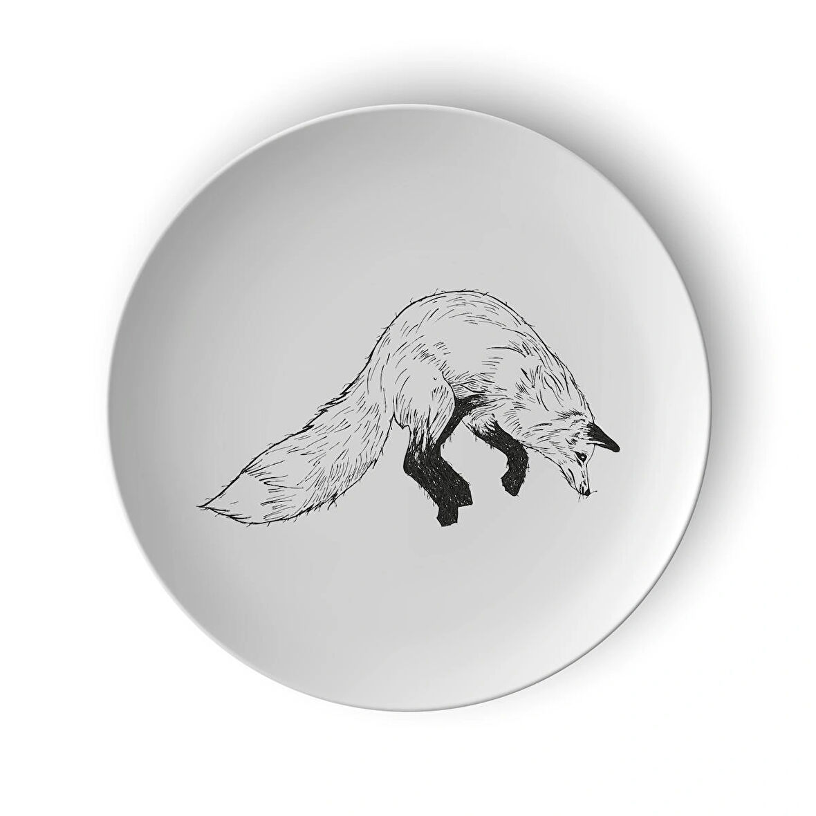 Tilki Desenli Porselen Tabak