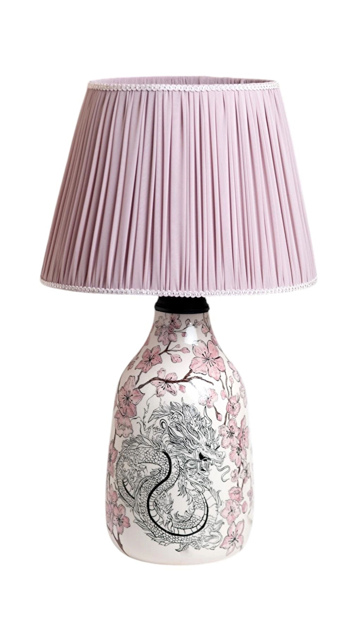 Zenith/Ejderha Ve Sakura desenli Seramik Abajur