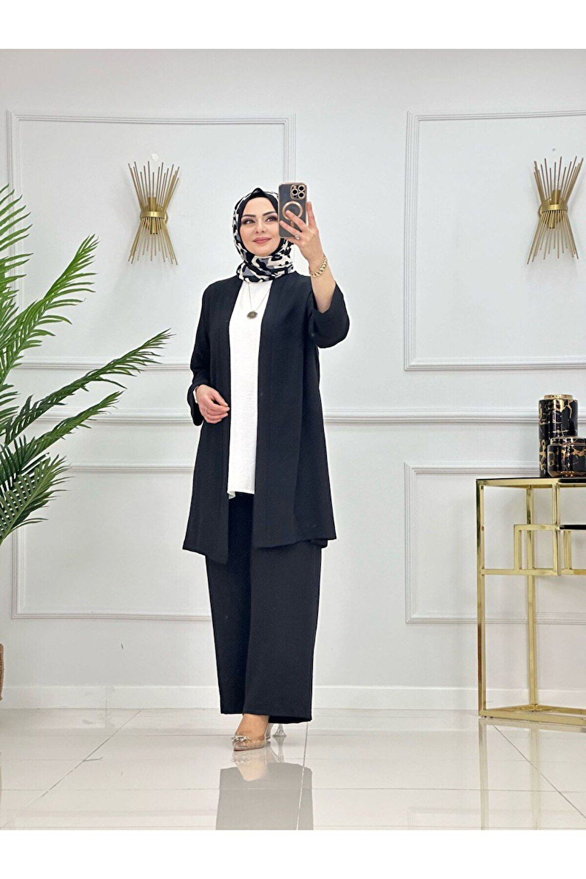 Kadın Tesettür 3'Lü Takım Ceket & Pantolon &Sıfır Kollu İçlik