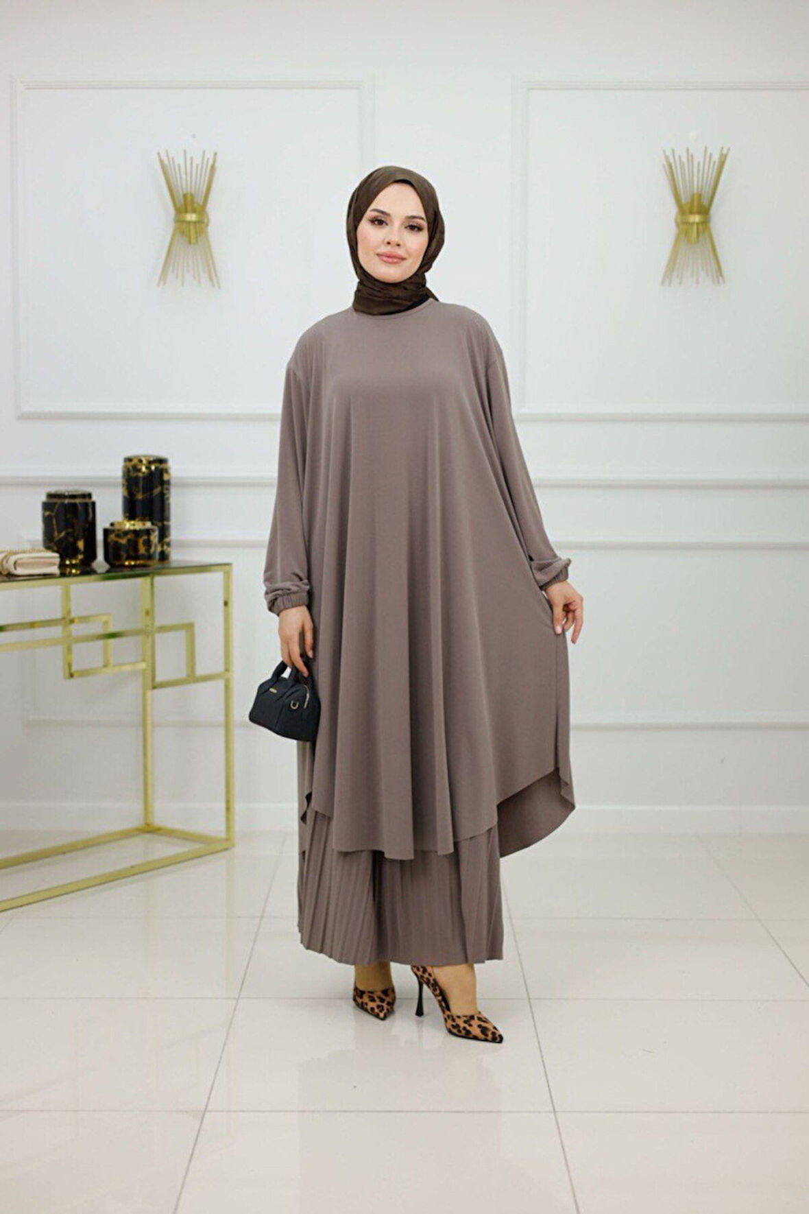 Kadın Tesettür Pantolonlu Takım 2'Li Takım Tunik & Pantolon