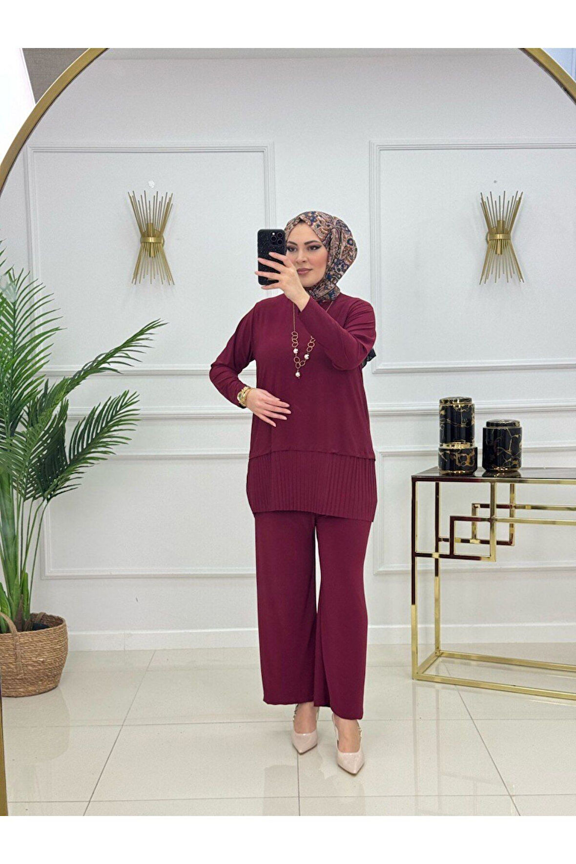 Kadın Tesettür Pantolonlu Takım 2'Li Tunik & Pantolon Takımı