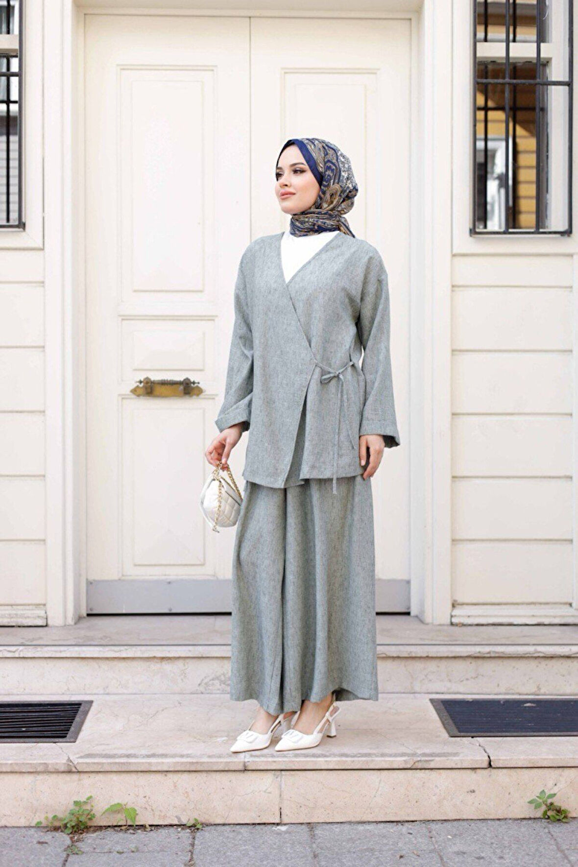 Kadın Tesettür Takım 2'Li Kimono & Pantolon Takımı