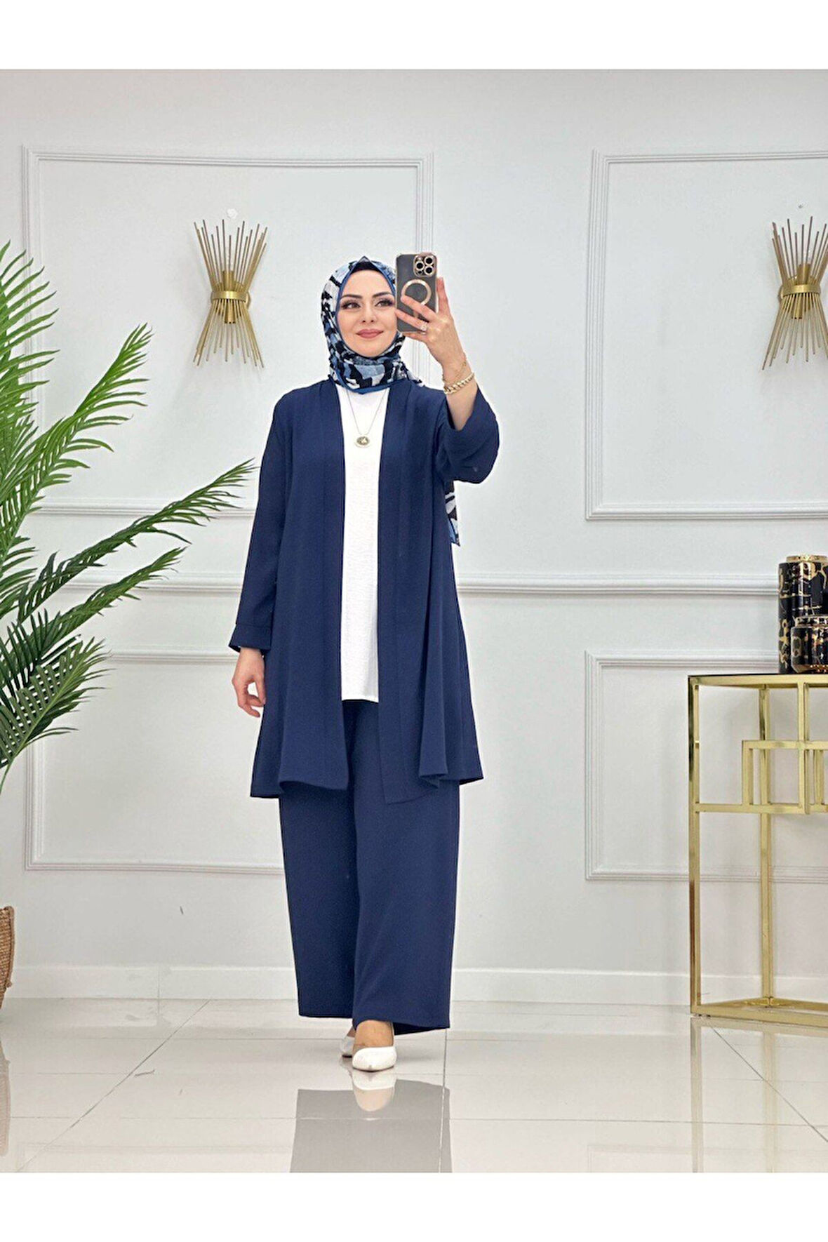 Kadın Tesettür 3'Lü Takım Ceket & Pantolon &Sıfır Kollu İçlik