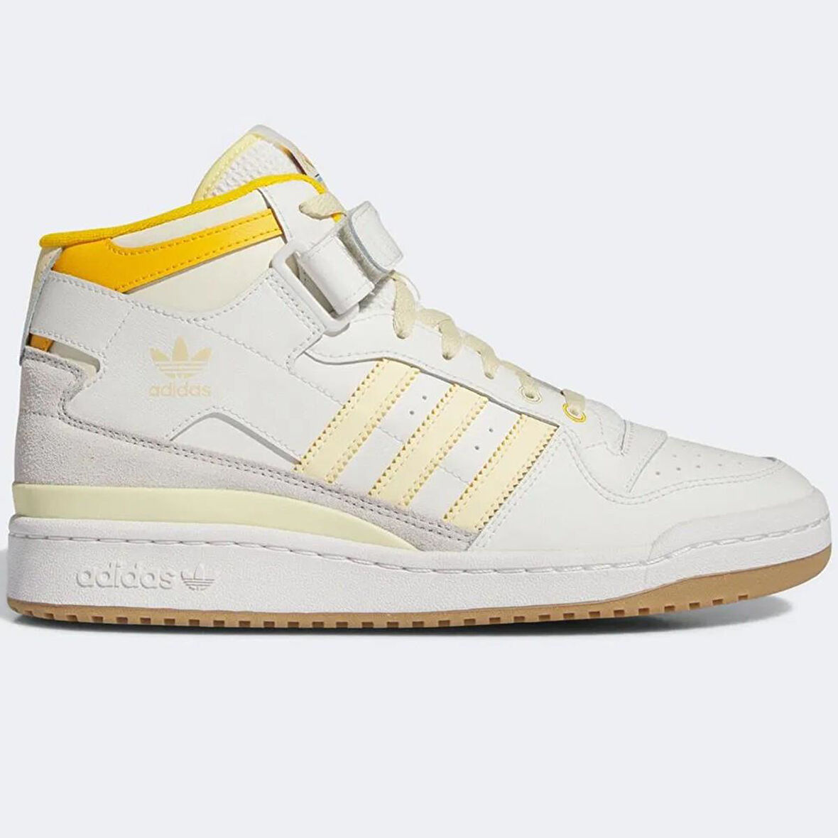 Adidas Orijinal Forum Mid Unisex Leather Sneaker Bilekli Hakiki Deri Günlük Spor Ayakkabı Beyaz Sarı