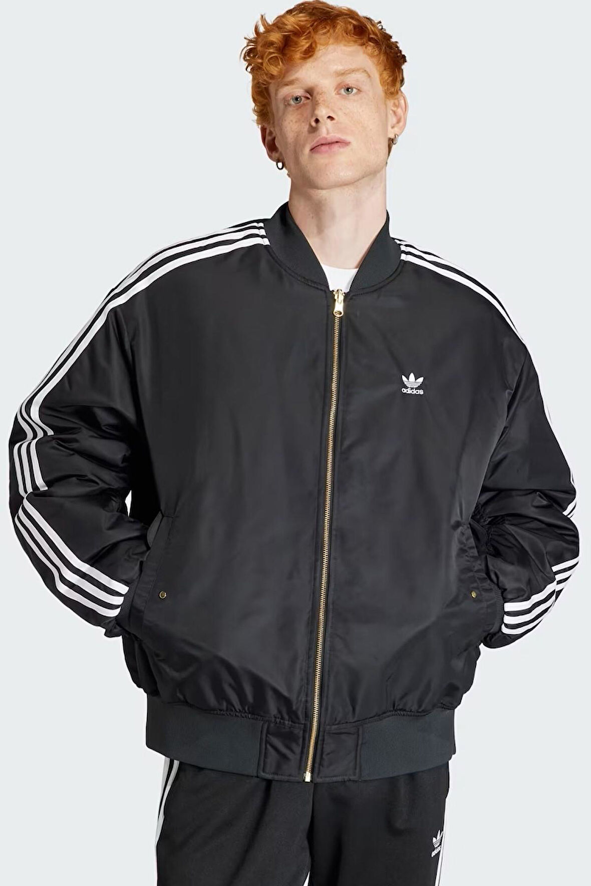 Adidas Adilenium Oversize Reversible Bomber Jacket Erkek Çift Traflı Geniş Kalıp Bomber Ceket Siyah-Mavi
