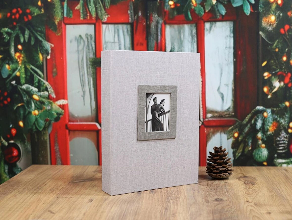 NRCN 13x18 cm 200'lük Koton Desenli Lüks Fotoğraf Albümü (Vizon)