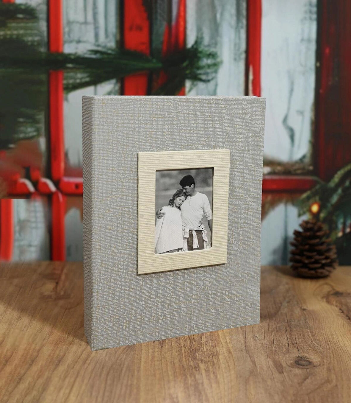 NRCN 15x21 cm 100’lük Koton Desenli Lüks Fotoğraf Albümü (Vizon)