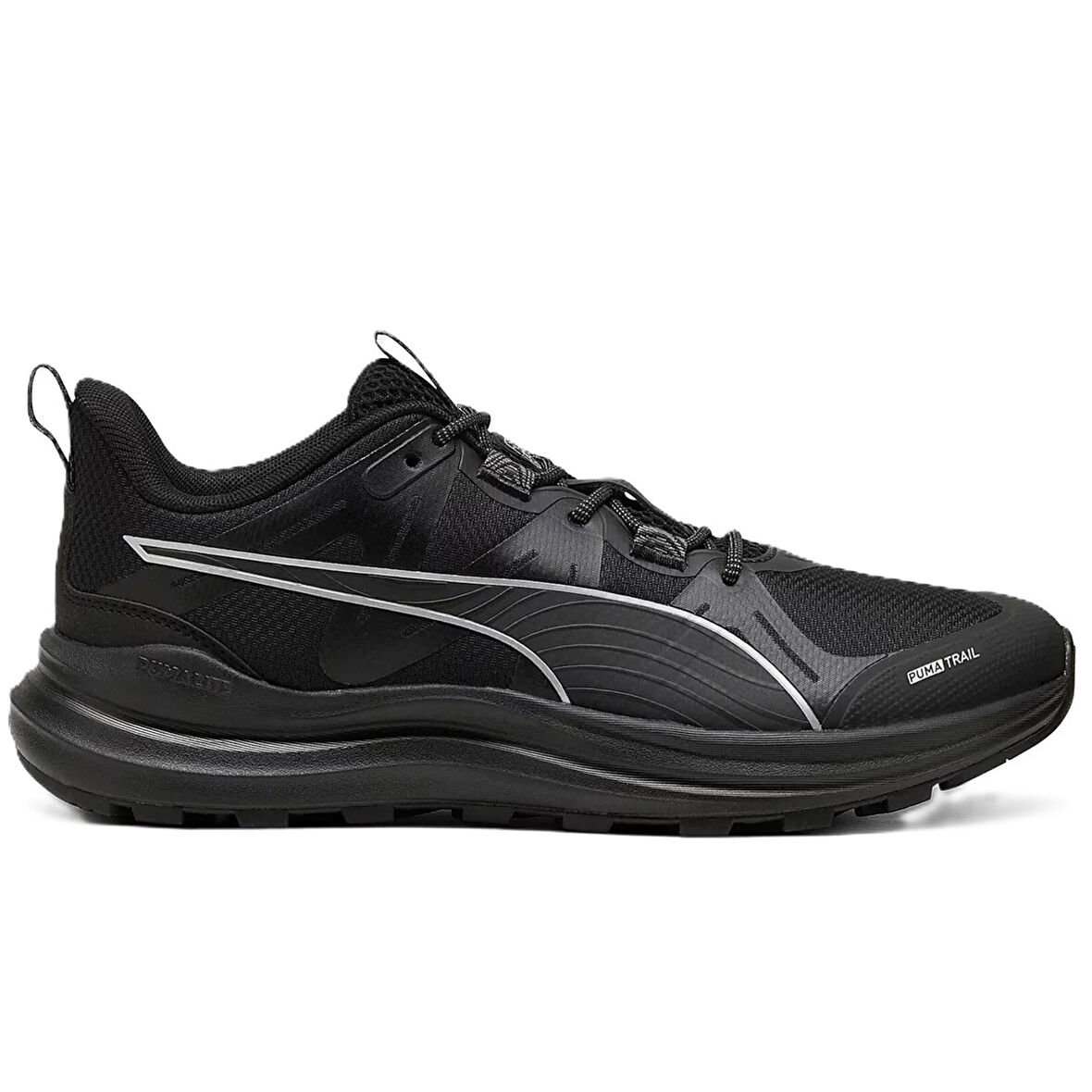 Puma Reflect Lite Trail Running Black Shoes Unisex Koşu Ayakkabısı Siyah Gri Swoosh