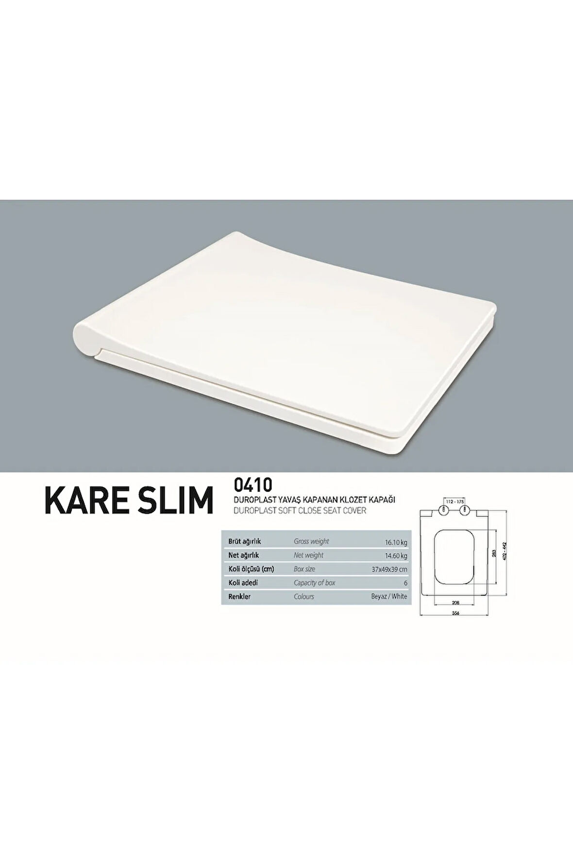 Kare Slim Droplast Klozet Kapağı 0410