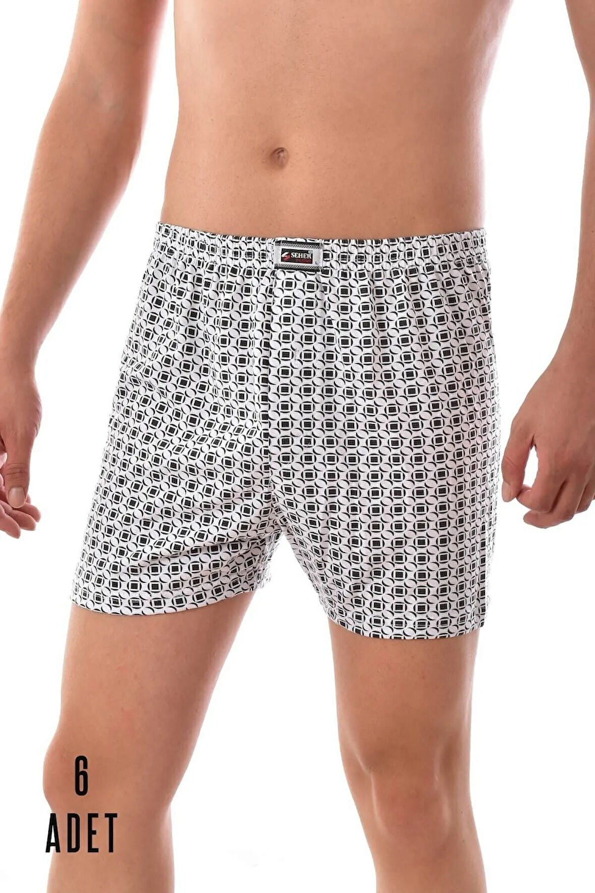 Erkek Gri 12 Adet Seher Pamuklu Desenli Asorti Boxer
