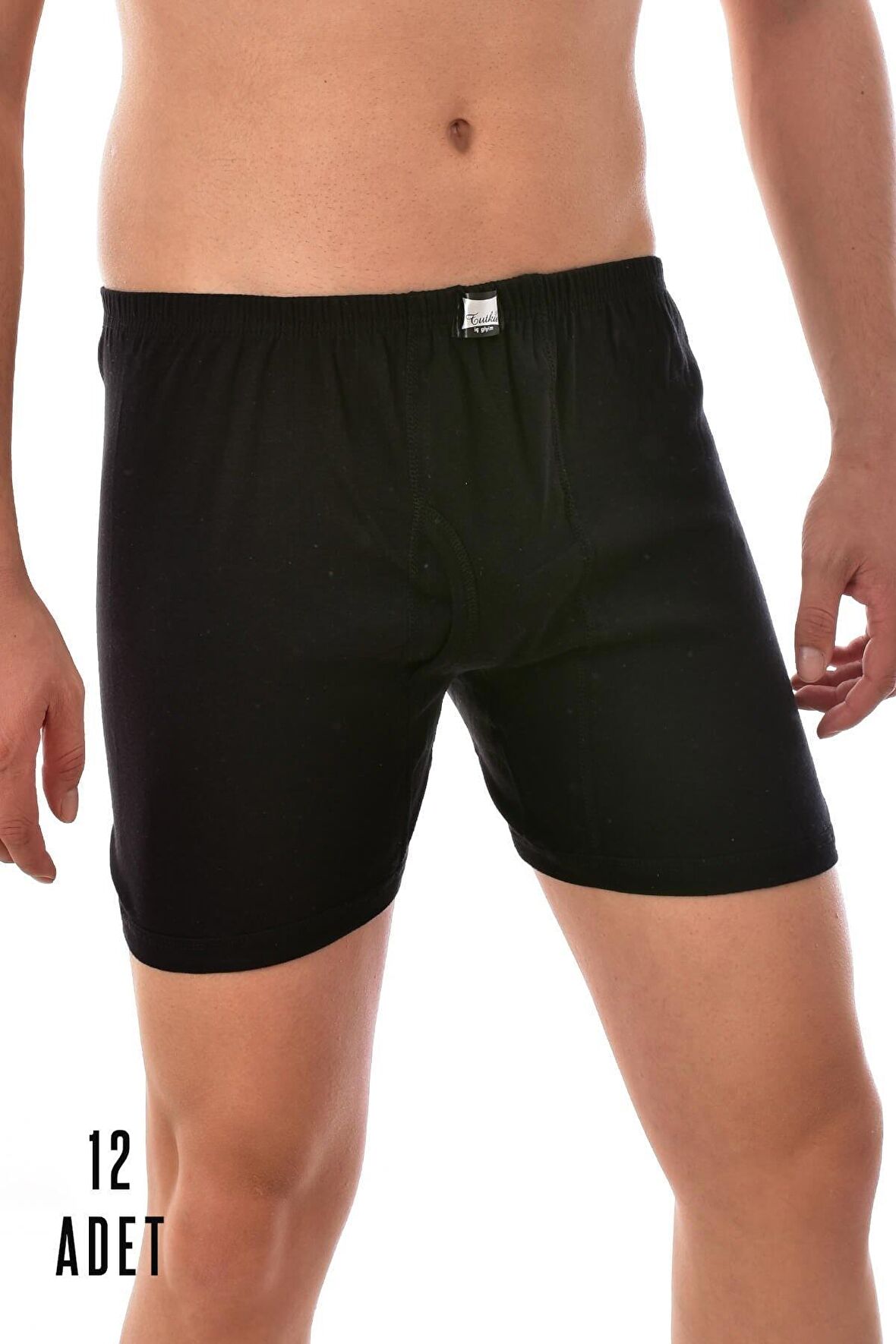 Erkek Siyah 12 Adet Tutku Paçalı Boxer  0111