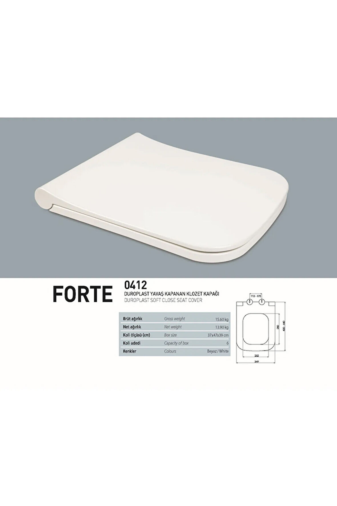 Forte Droplast Yavaş Klozet Kapağı 0412