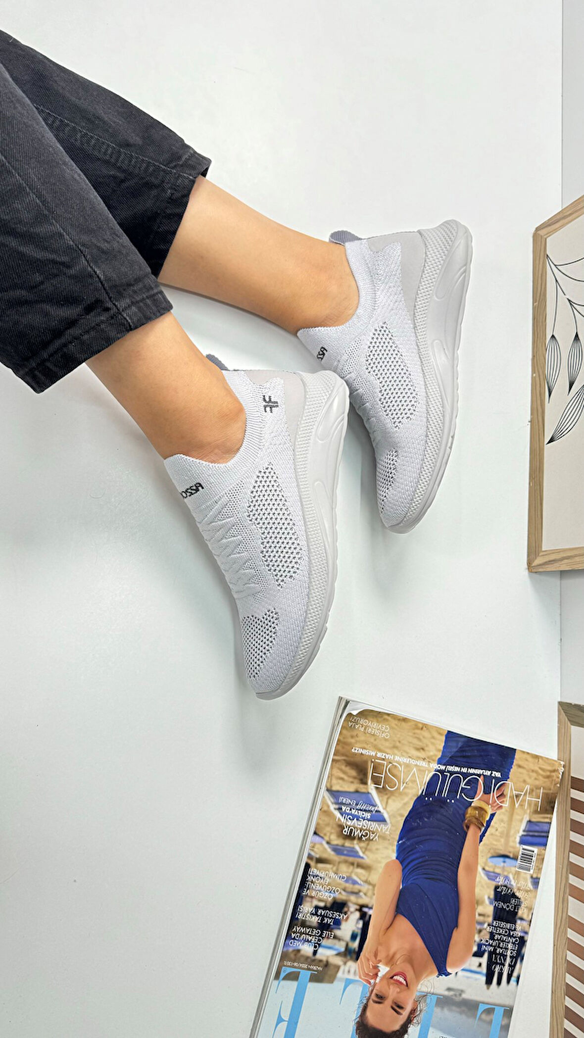 Günlük Unisex Sneaker Slip-On Nefes Alabilen Hafif Yürüyüş Bağcıksız Esnek Spor Ayakkabı 041F