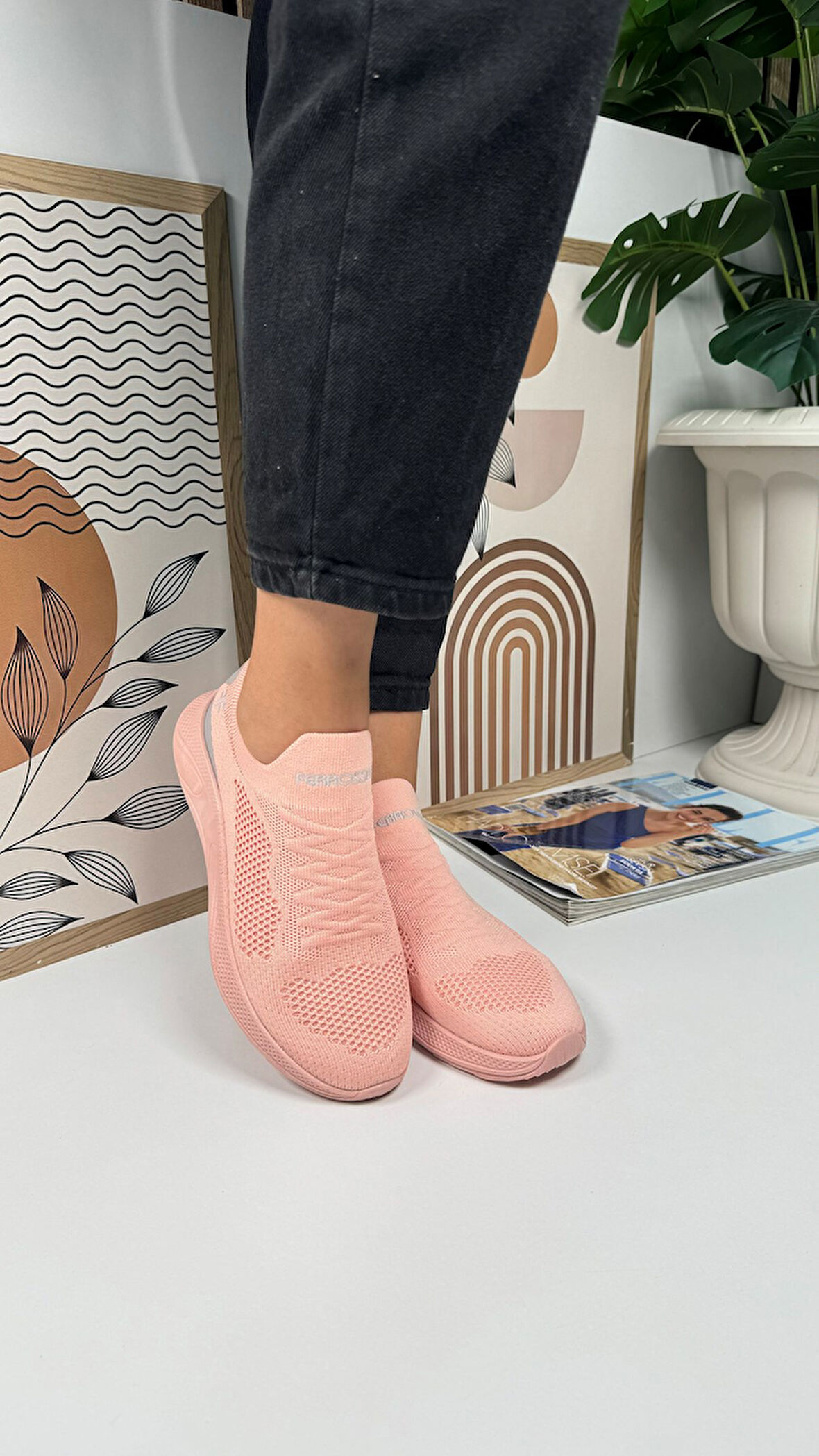 Günlük Unisex Sneaker Slip-On Nefes Alabilen Hafif Yürüyüş Bağcıksız Esnek Spor Ayakkabı 041F