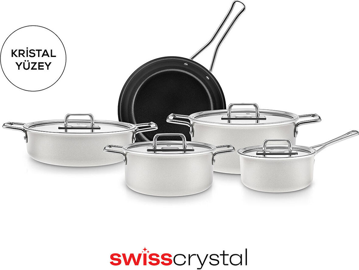 Karaca Swiss Crystal Mastermaid 9 Parça Indüksiyon Tabanlı Tencere Seti Cream