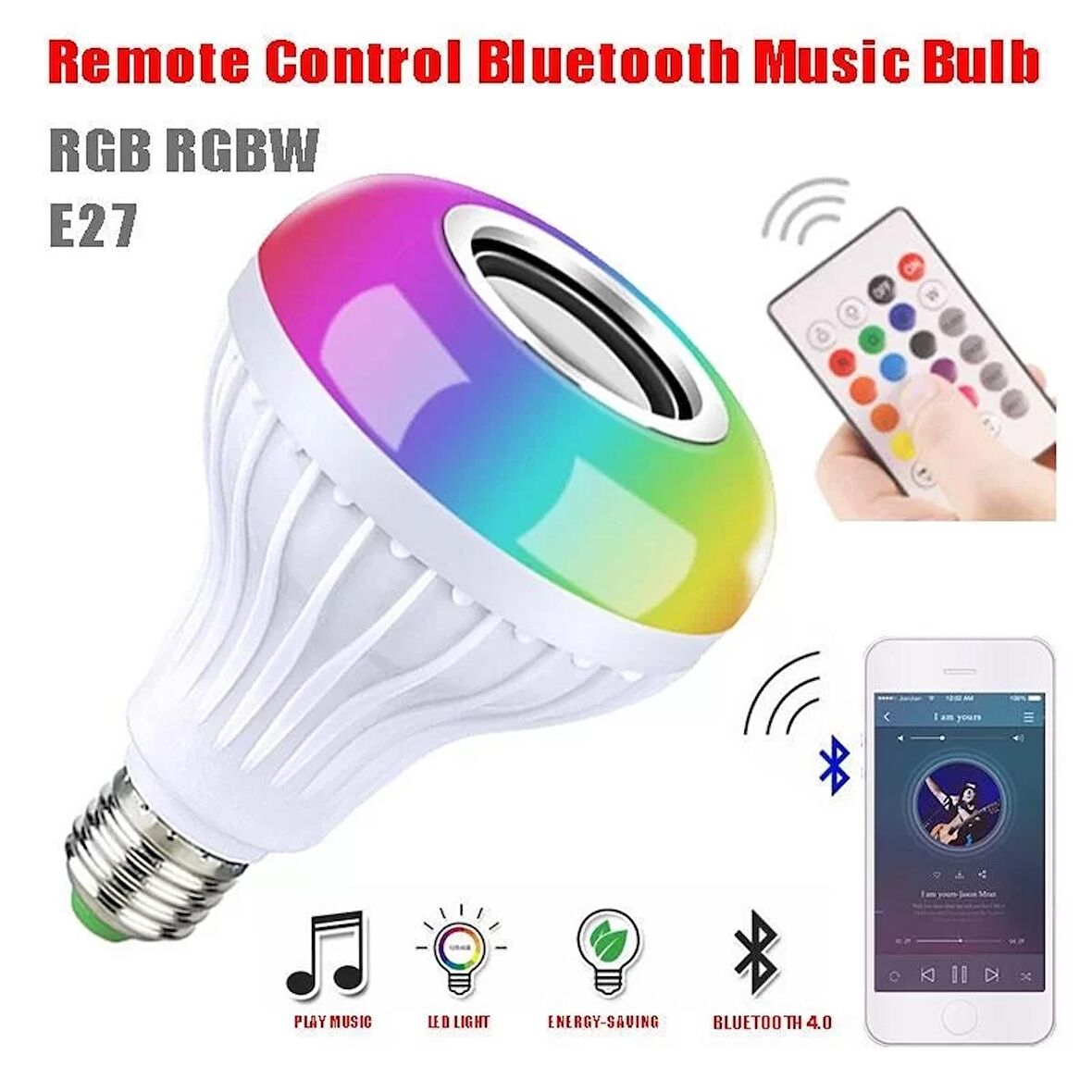 Akıllı Led Ampül Hoparlör Bluetooth +kumandalı