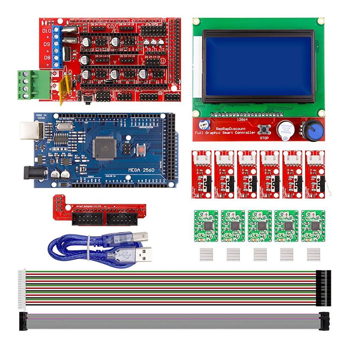 Reprap RAMPS 1.4 Yazıcı için 3D Yazıcı Kiti 10 Parça 23 Adet (Mega 2560)