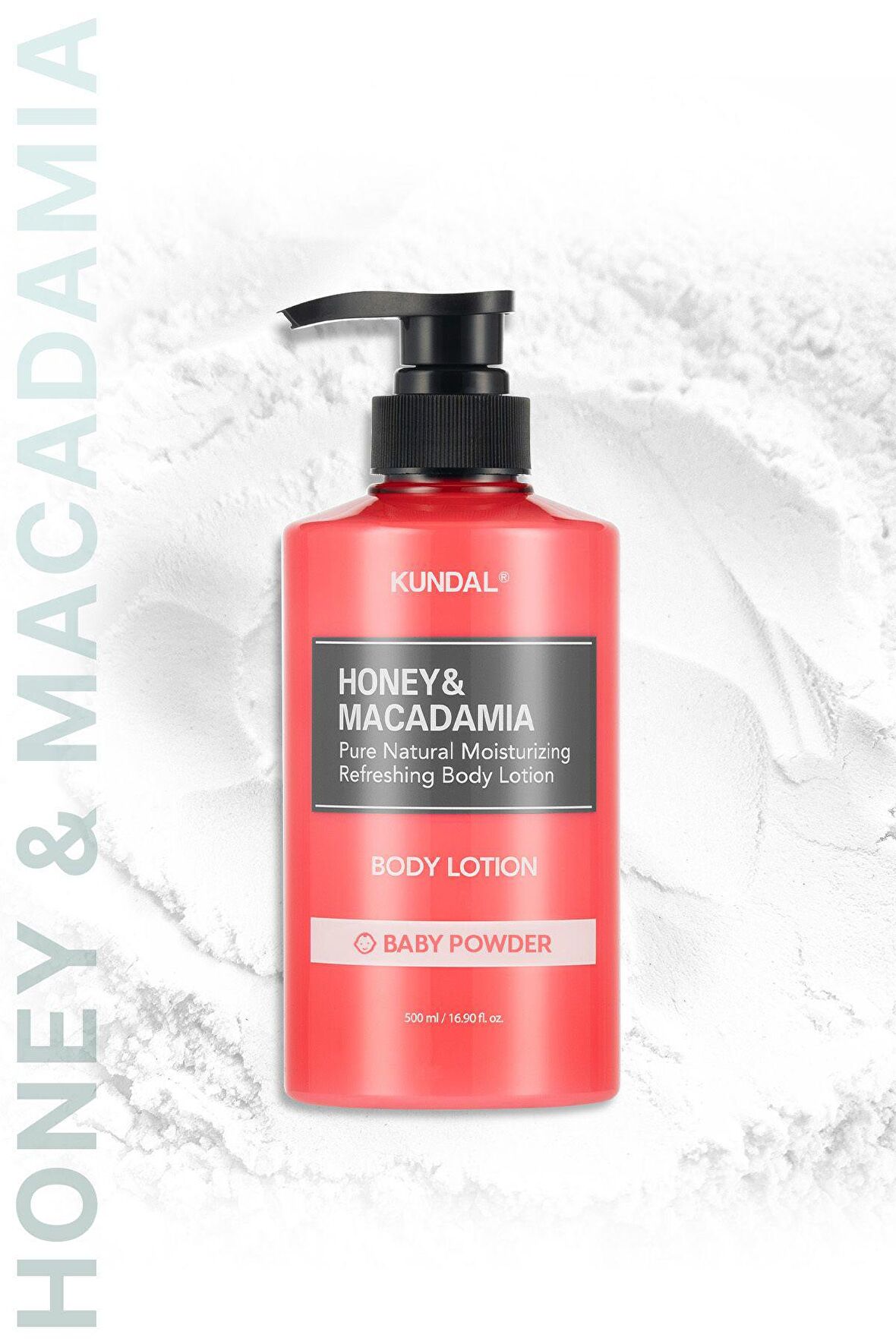 Nemlendirici ve Besleyici Vücut Losyonu KUNDAL Honey& Macadamia Pure Body Lotion 500ml (Baby Powder)