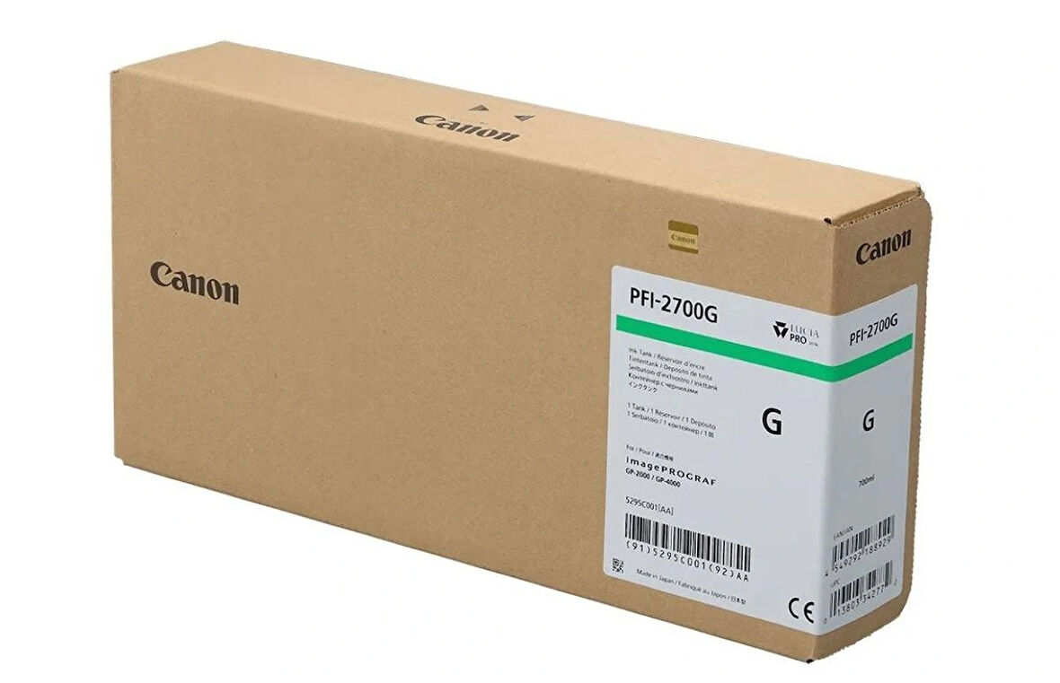 Canon PFI-2700 G (Green) Yeşil Orijinal Mürekkep Kartuş 700 ml. (5295C001)