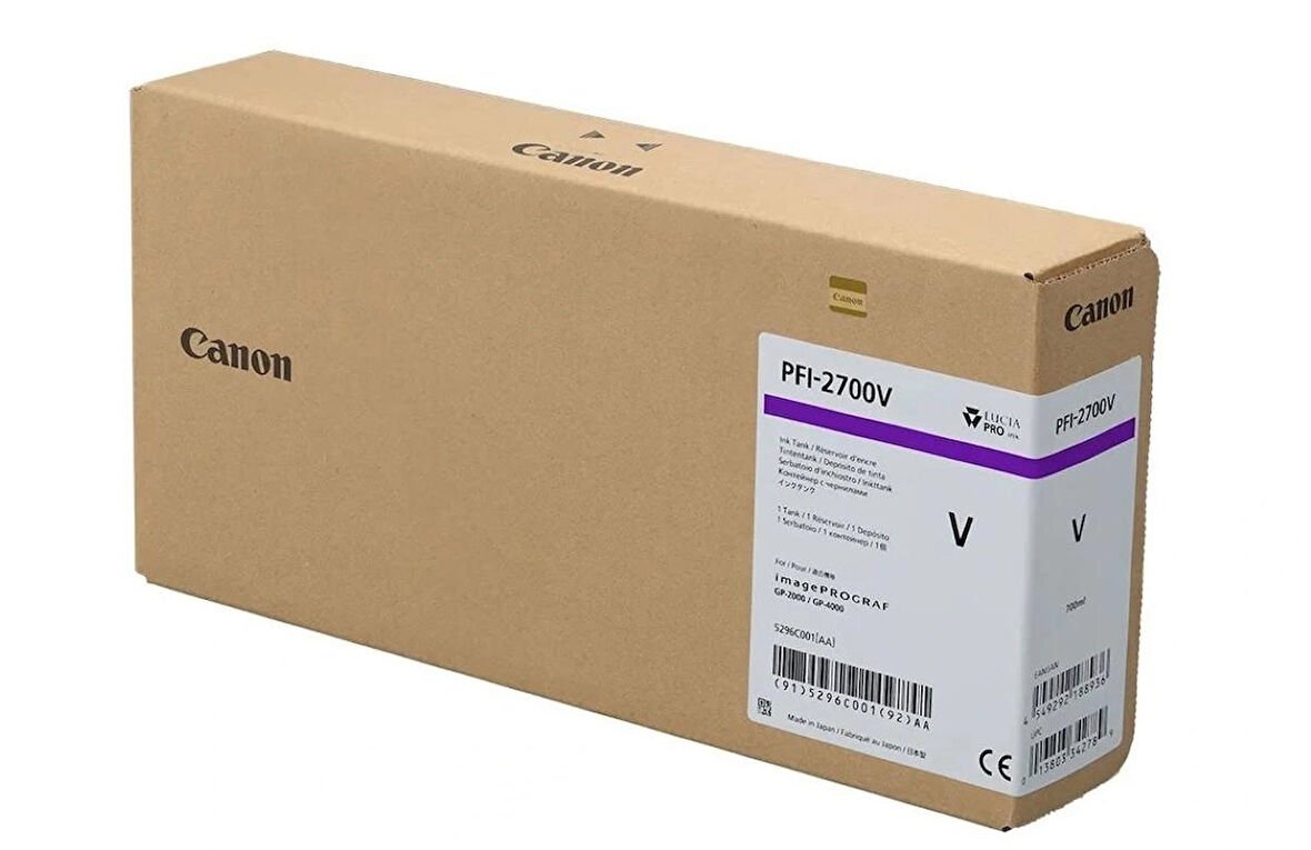 Canon PFI-2700 V (Violet) Mor Orijinal Mürekkep Kartuş 700 ml. (5296C001)