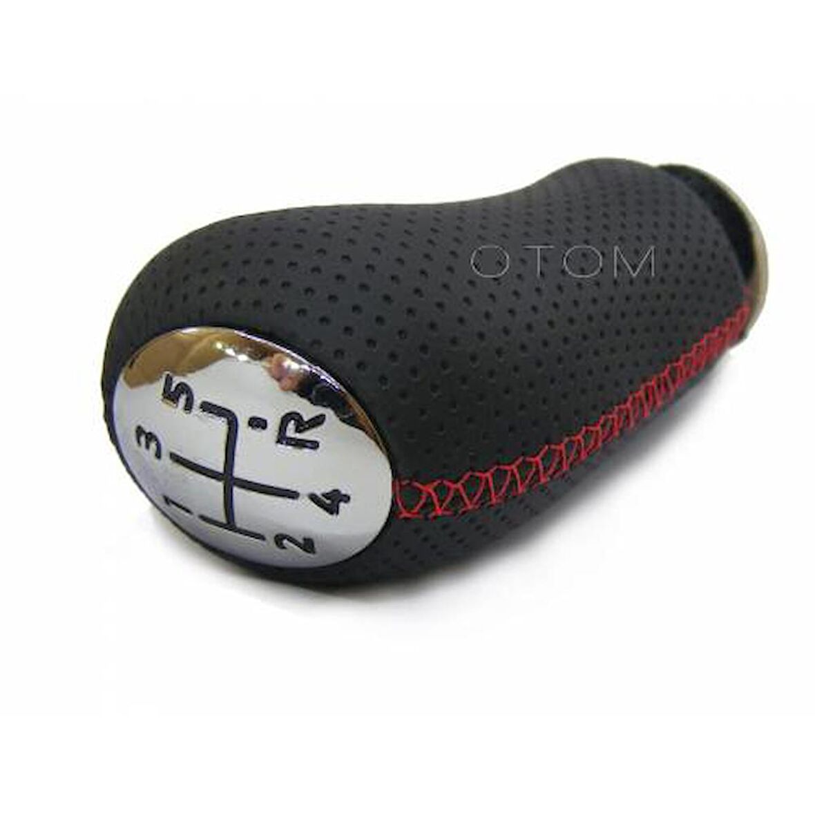 Renault Megane 3-Fluence Deri Vites Topuzu-5 İleri (Delikli Deri & Kırmızı Dikiş)