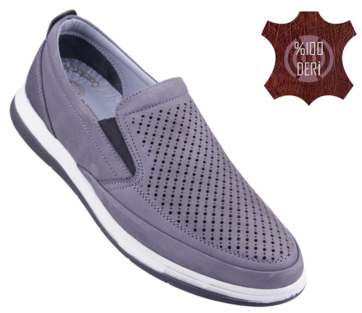 Hakiki Deri Ortopedik Delikli Erkek Günlük Ayakkabı 046