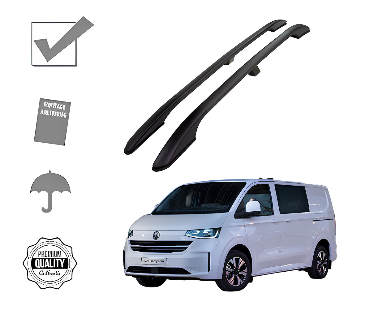 TRANSPORTER KOMBİ KISA ŞASE 2025 2026 2027 PORTBAGAJ TAVAN ÇITASI SİYAH