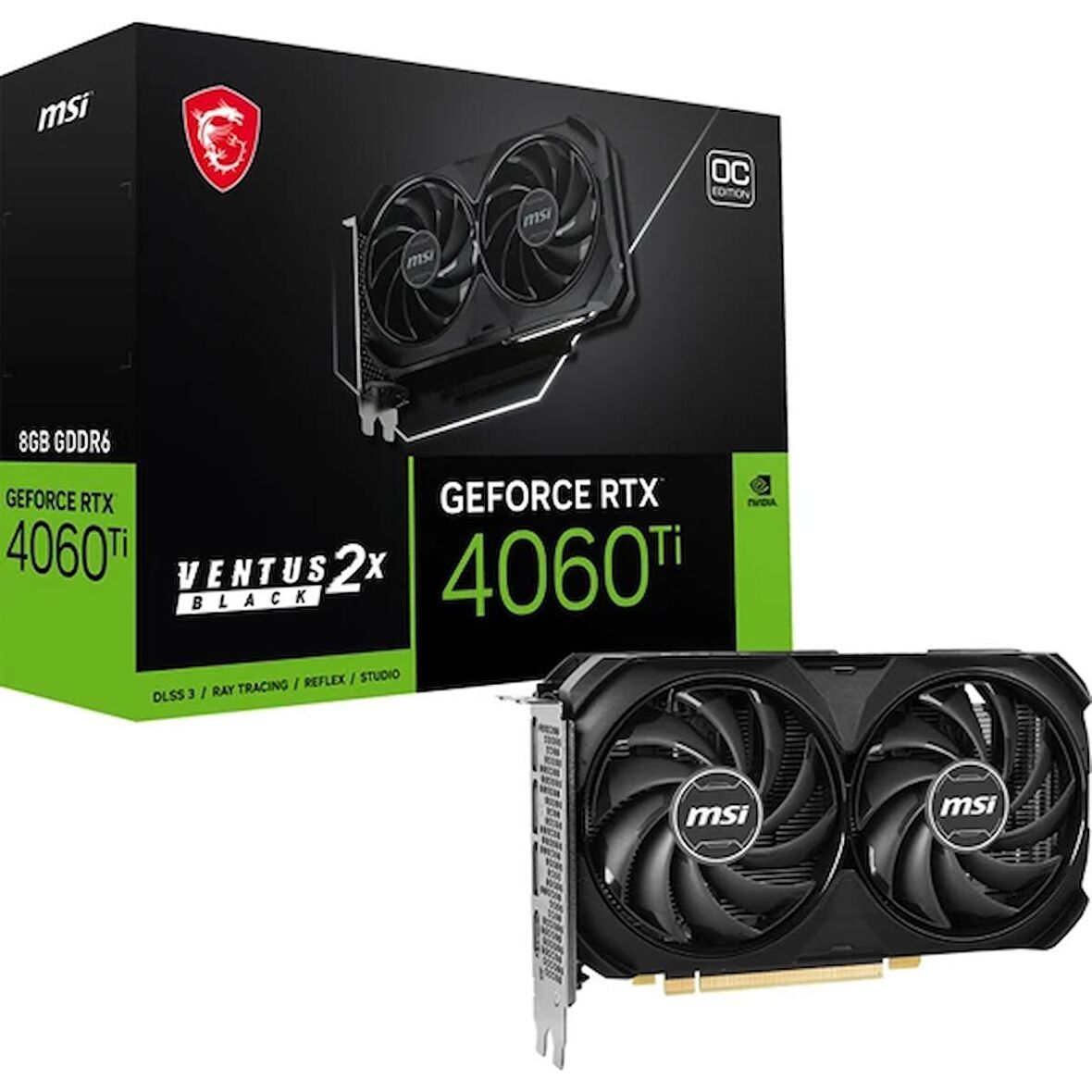 MSI VENTUS 2X BLACK RTX 4060 Ti 128 Bit GDDR6 8 GB Ekran Kartı
