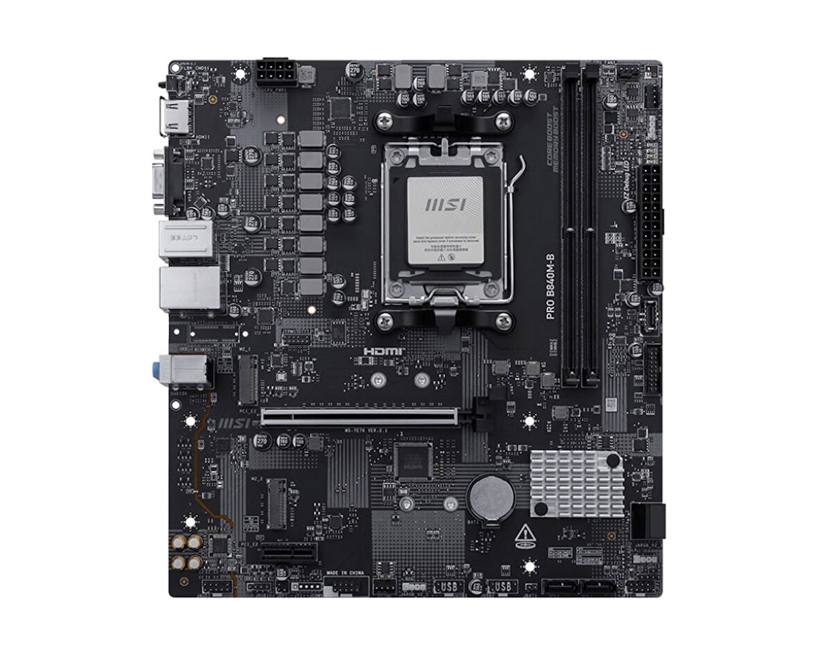 MSI PRO B840M-B AM5 DDR5 8000MHZ(OC) HDMI VGA 2X M.2 USB 5 GBS 2.5G LAN MATX
