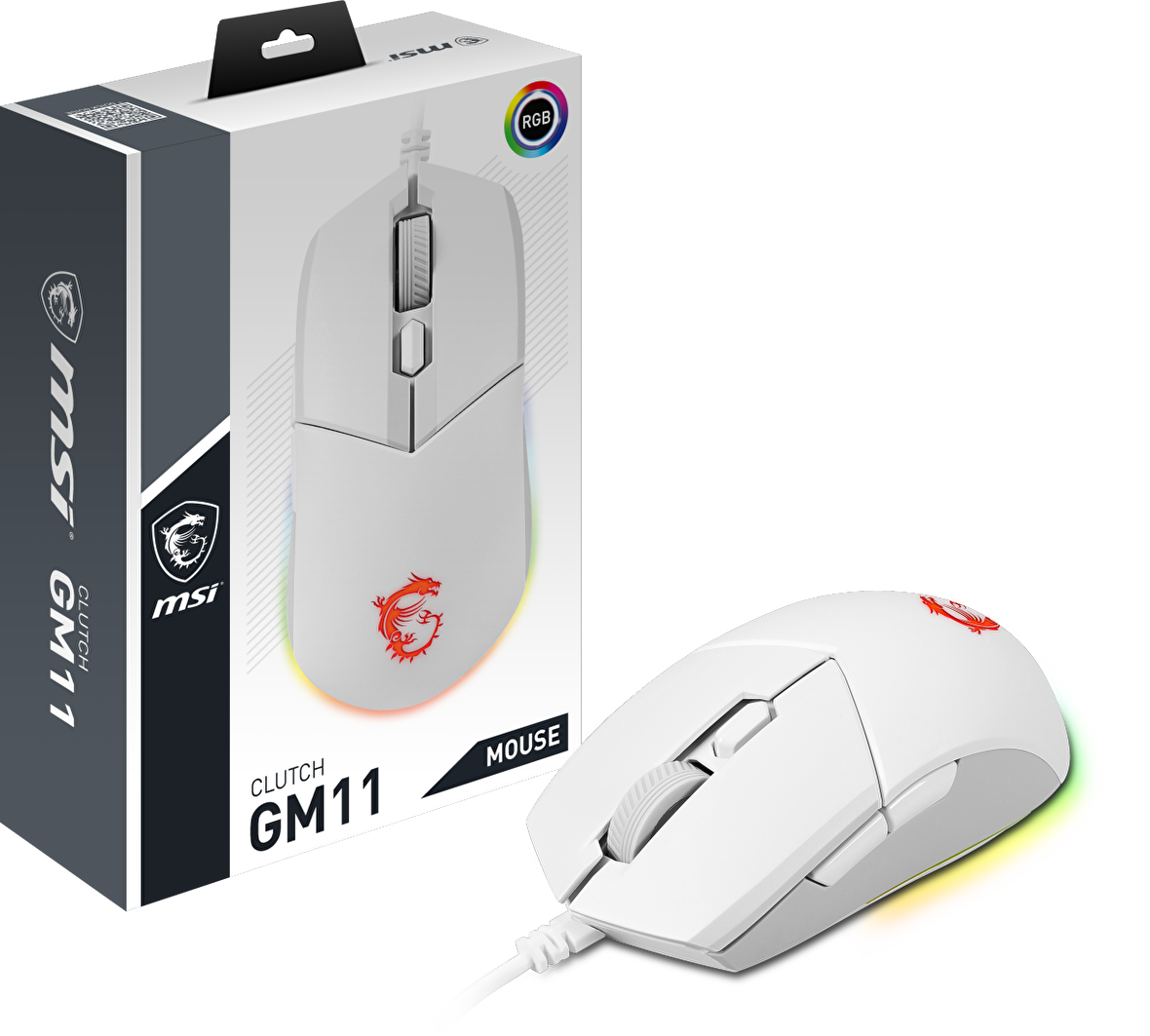  Msi GG Clutch GM11 White Gaming Mouse 5.000 Dpi Optik RGB Led Oyuncu Faresi Beyaz