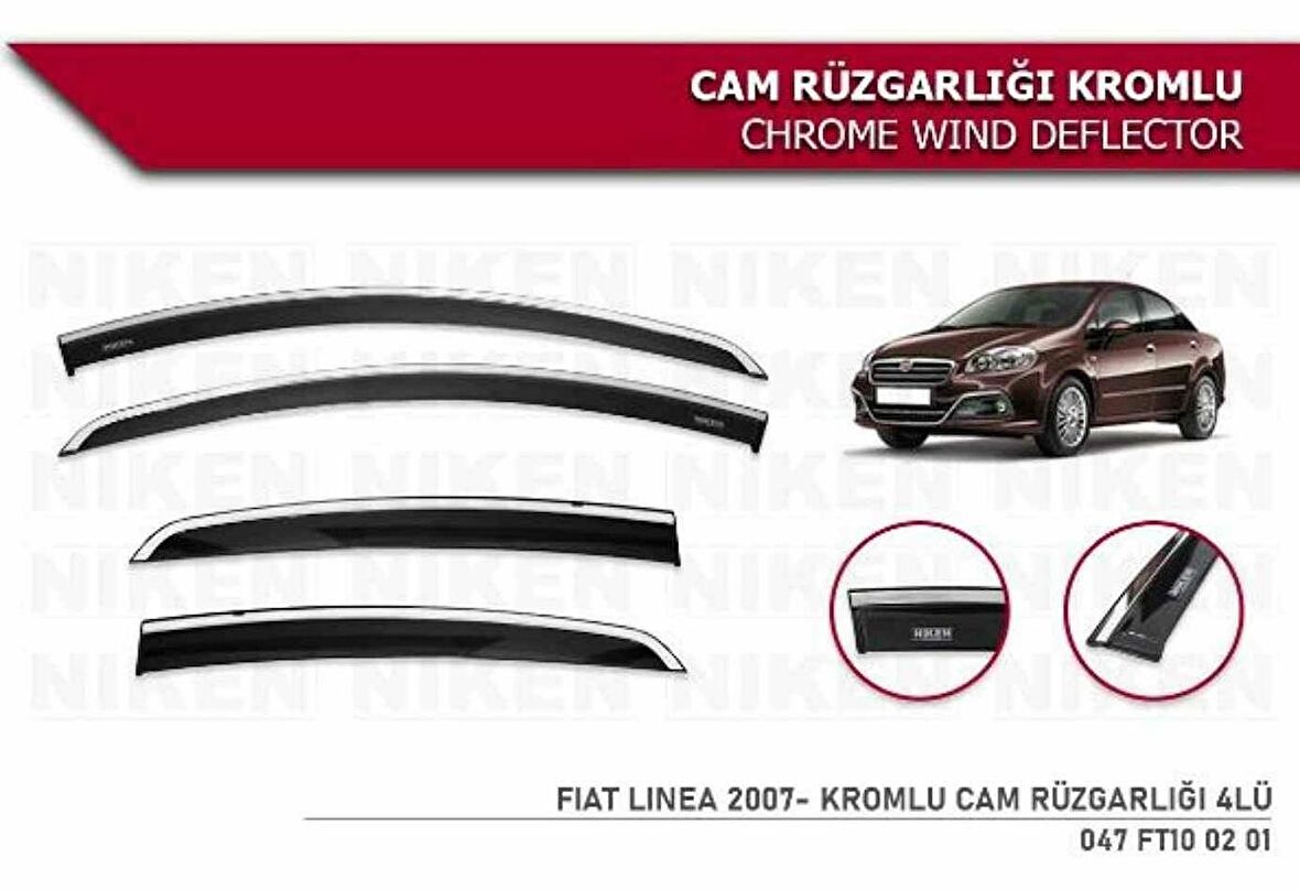 Fiat Linea Kromlu Cam Rüzgarlığı Niken 2007+ sonrası modeller uyumlu