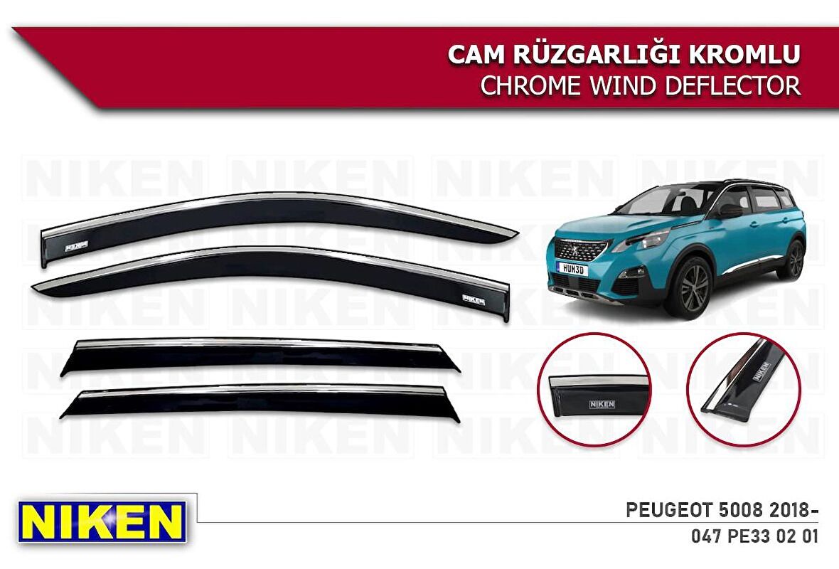 Peugeot 5008 Kromlu Cam Rüzgarlığı Niken 2017+