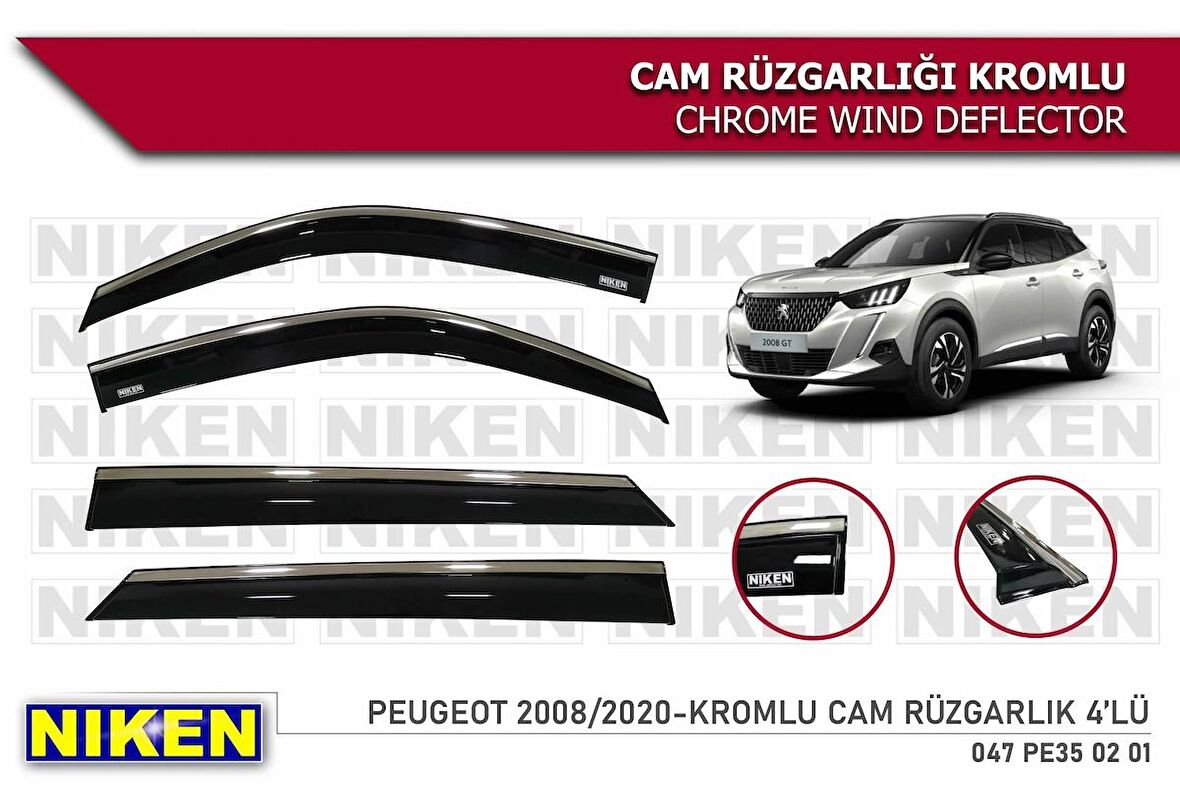 Peugeot 2008 Kromlu Cam Rüzgarlığı Niken 2020+